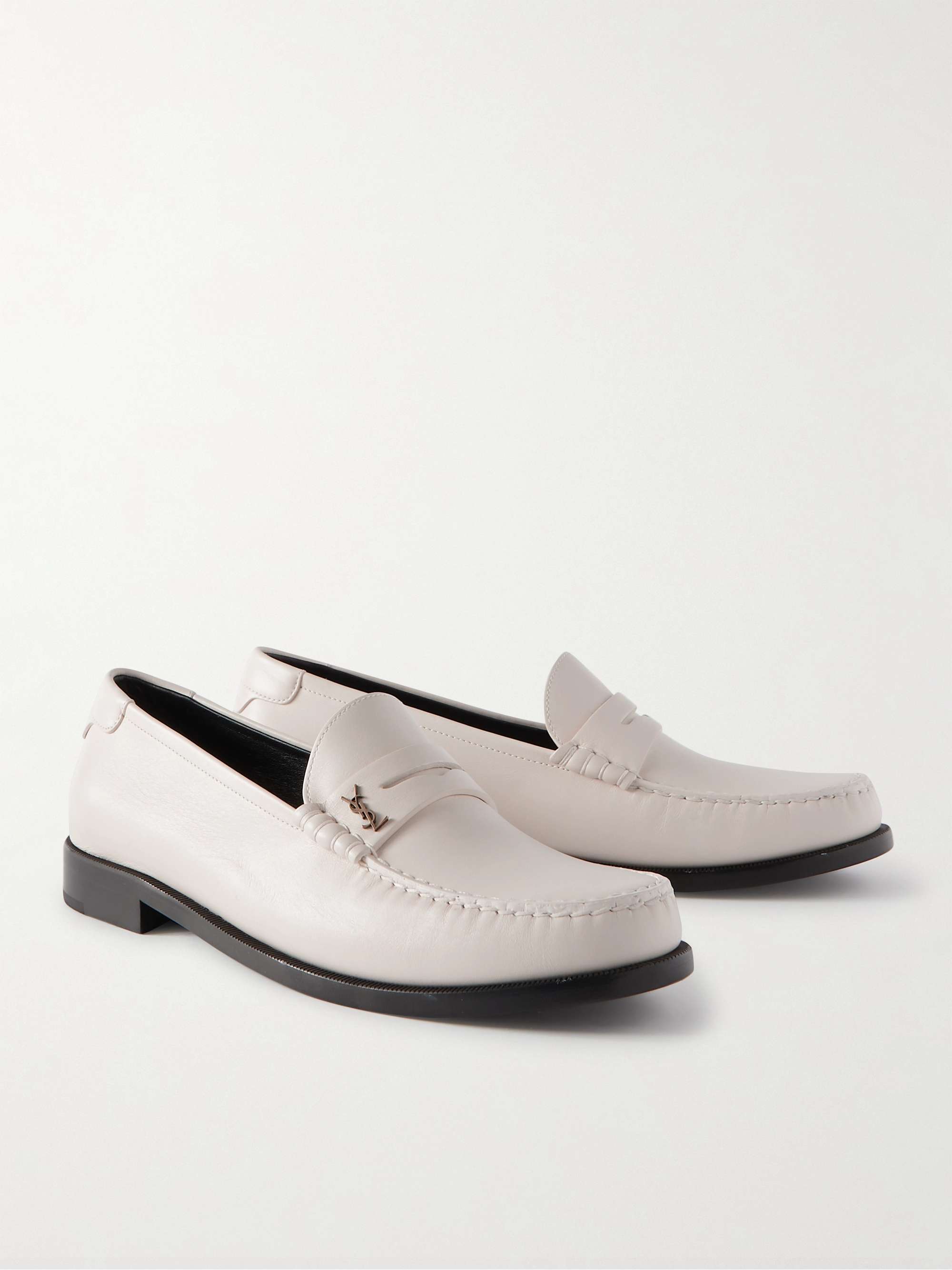 SAINT LAURENT Logo-Embellished Leather Penny Loafers