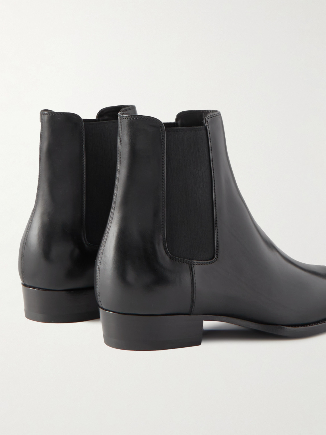 Shop Saint Laurent Wyatt Leather Chelsea Boots In Black