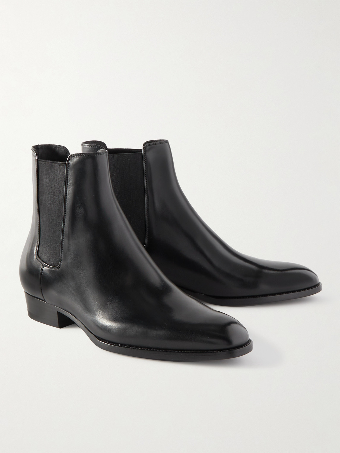 Shop Saint Laurent Wyatt Leather Chelsea Boots In Black