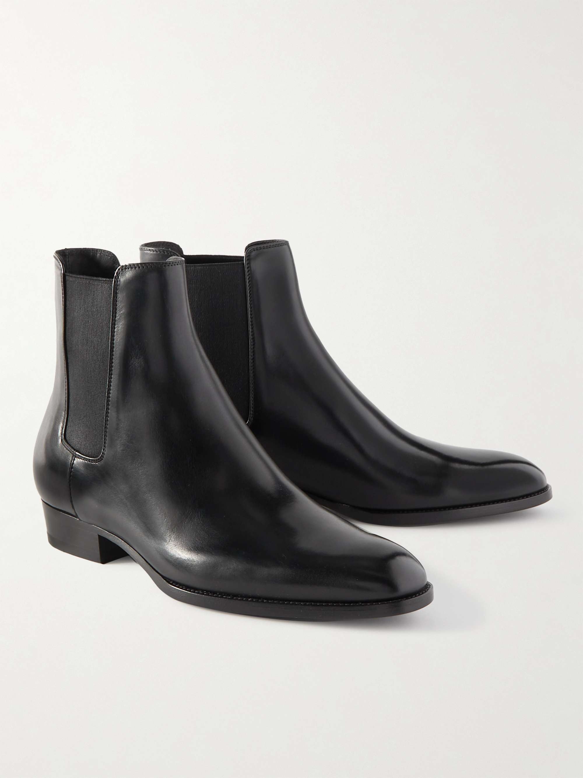 SAINT LAURENT Wyatt Leather Chelsea Boots