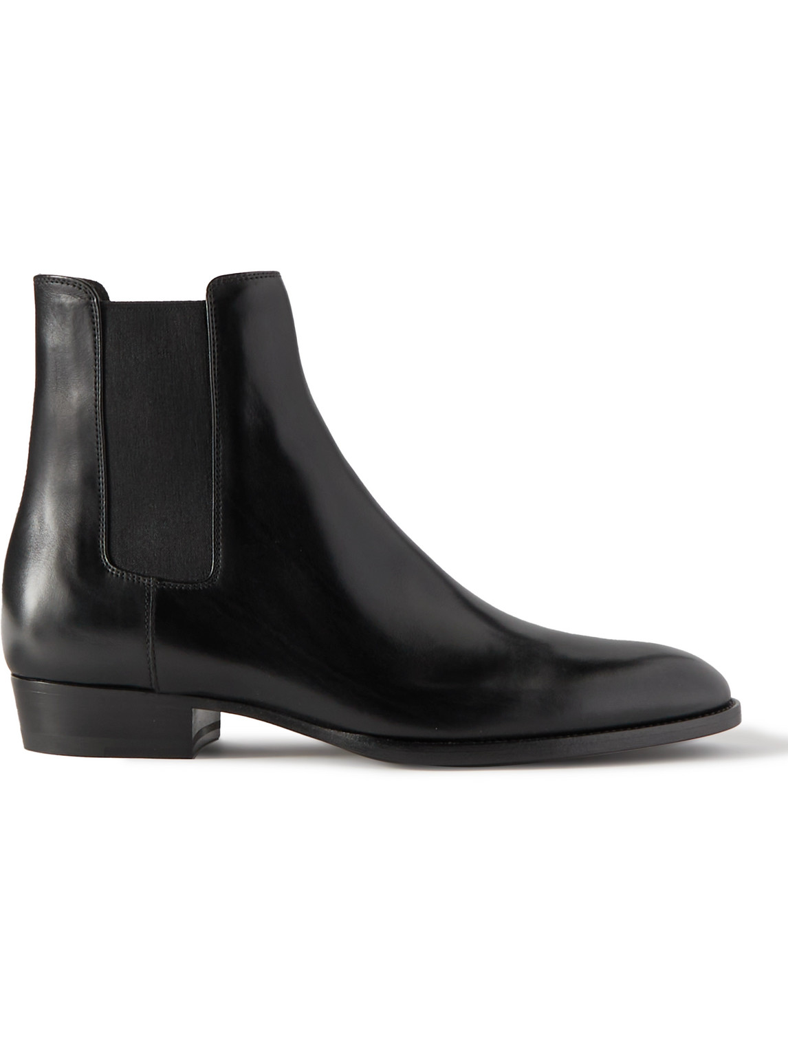 Shop Saint Laurent Wyatt Leather Chelsea Boots In Black