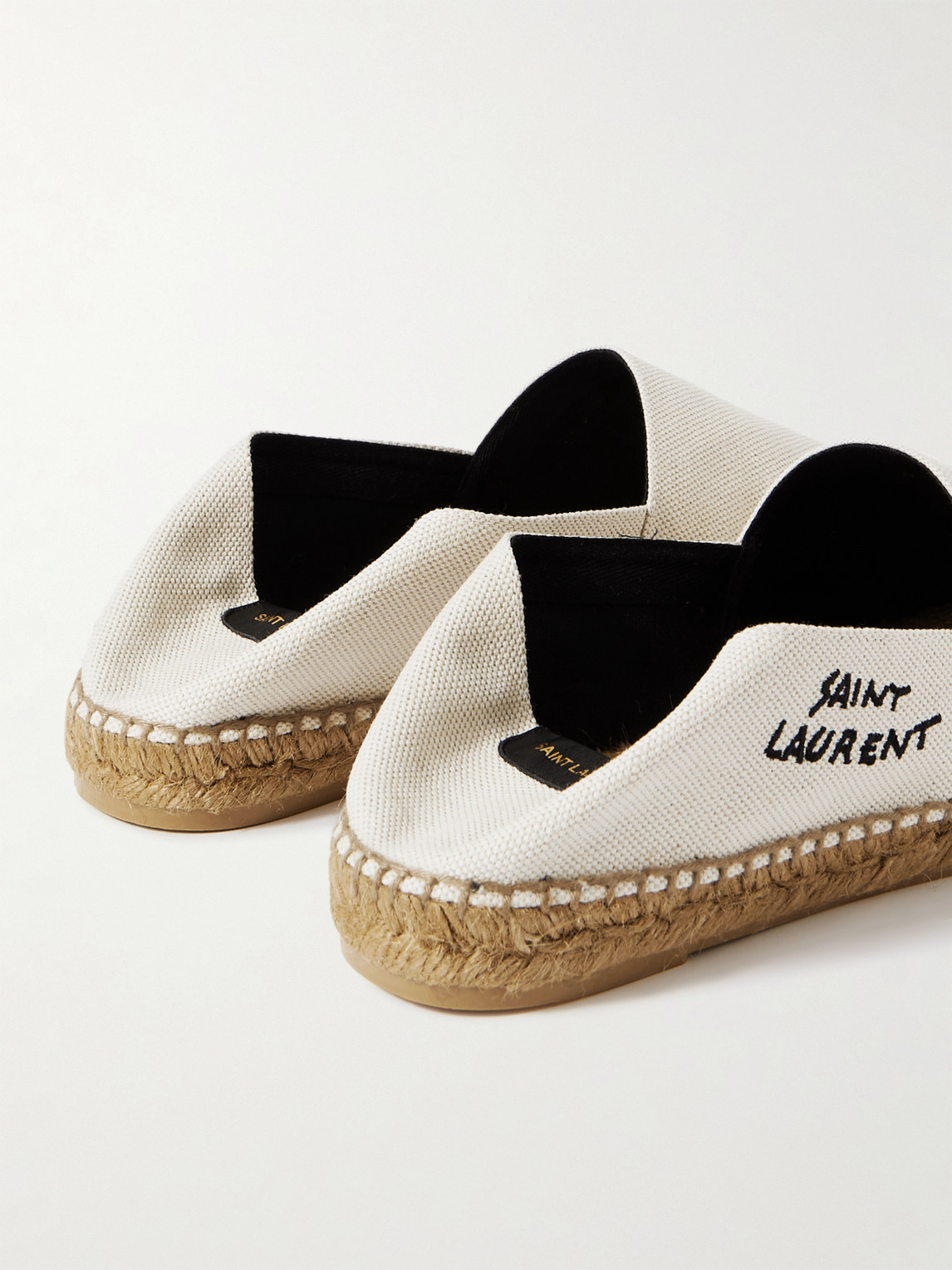 Shop Saint Laurent Logo-embroidered Canvas Espadrilles In Neutrals