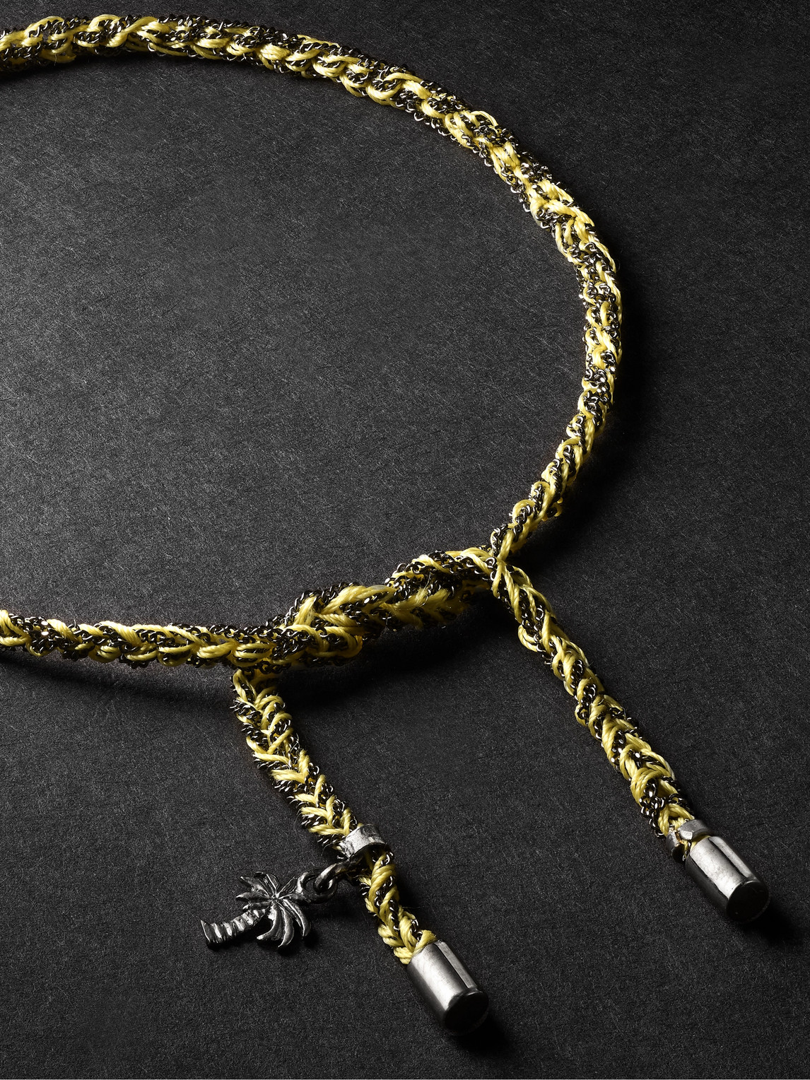 Shop Carolina Bucci Lucky Travel Blackened Gold And Silk Bracelet In Yellow