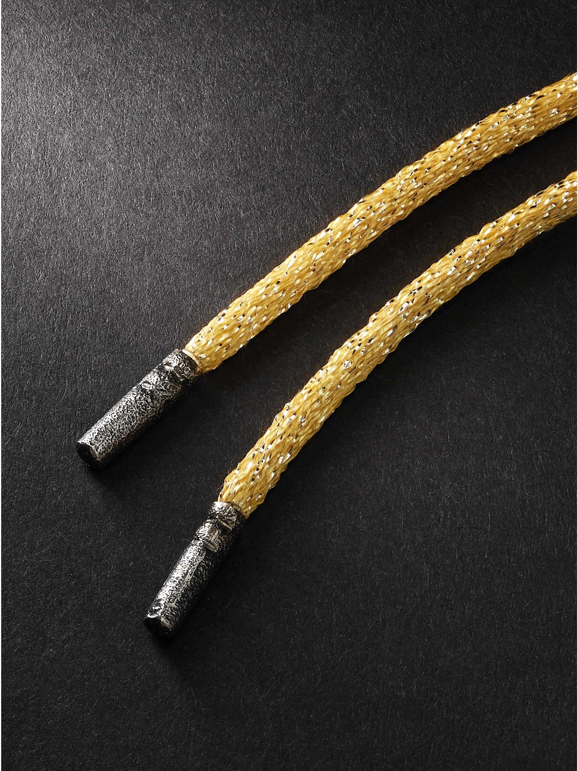 CAROLINA BUCCI Logo-Engraved Yellow and Blackened Gold and Lurex Pendant Necklace