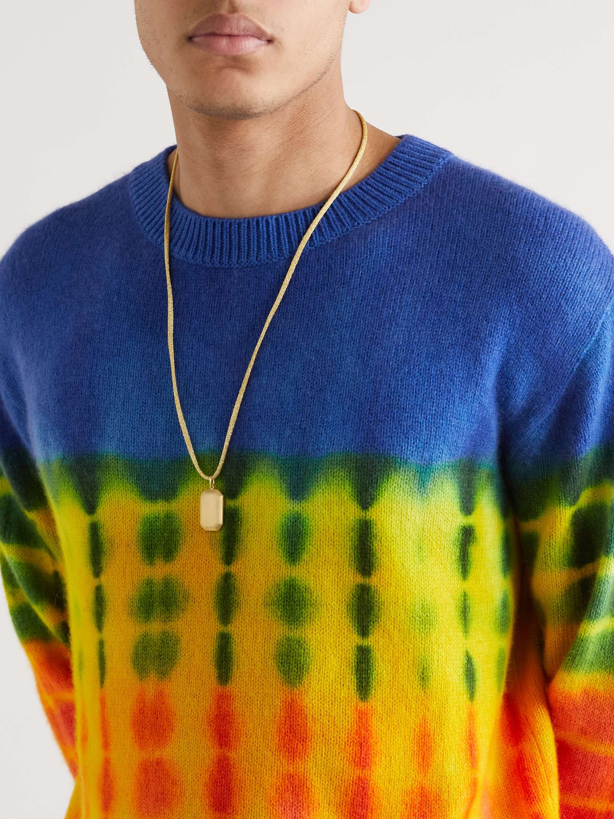 CAROLINA BUCCI Logo-Engraved Yellow and Blackened Gold and Lurex Pendant Necklace