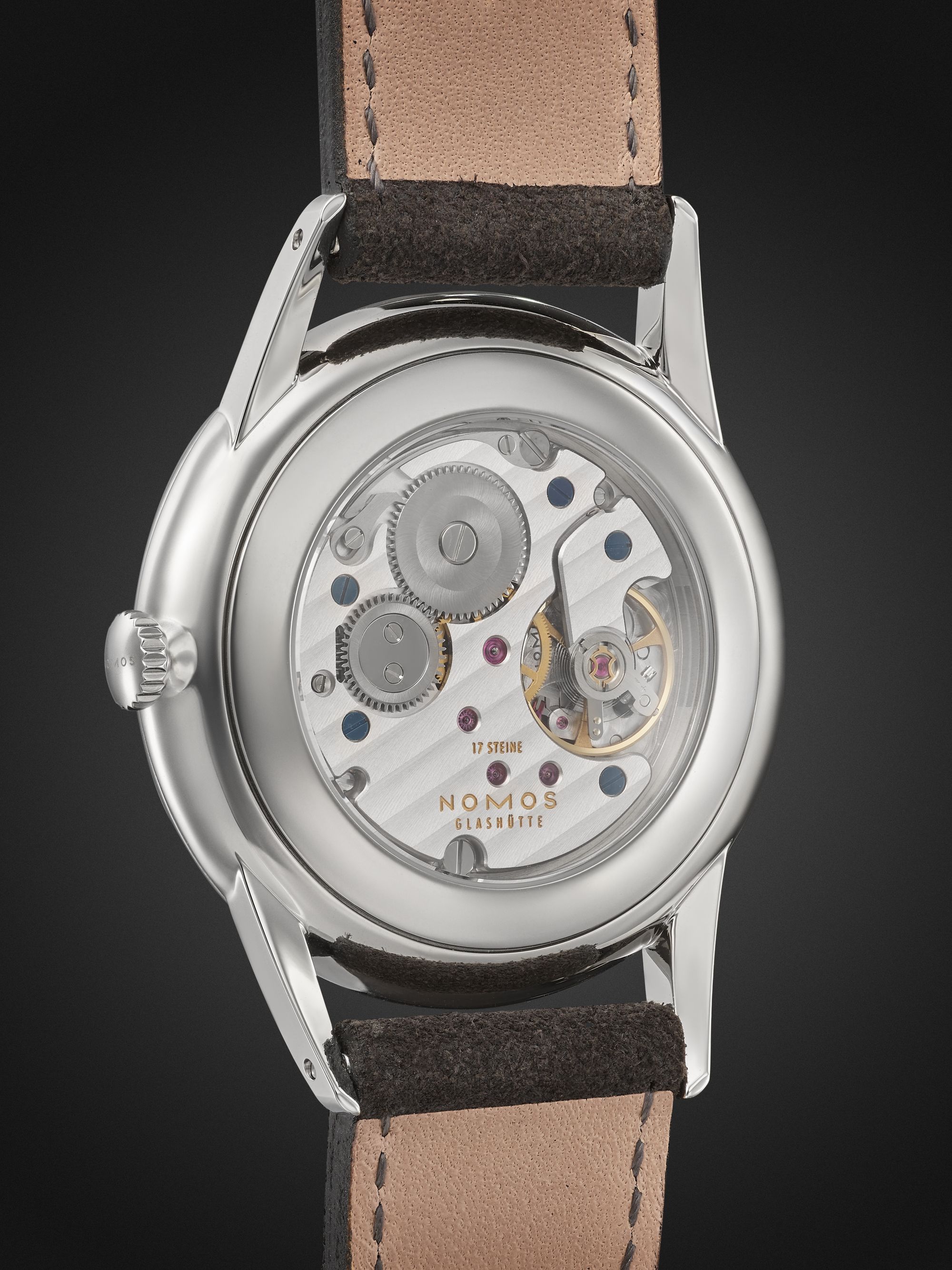NOMOS GLASHÜTTE Orion Hand-Wound 38mm Stainless Steel and Suede Watch, Ref. No. 379