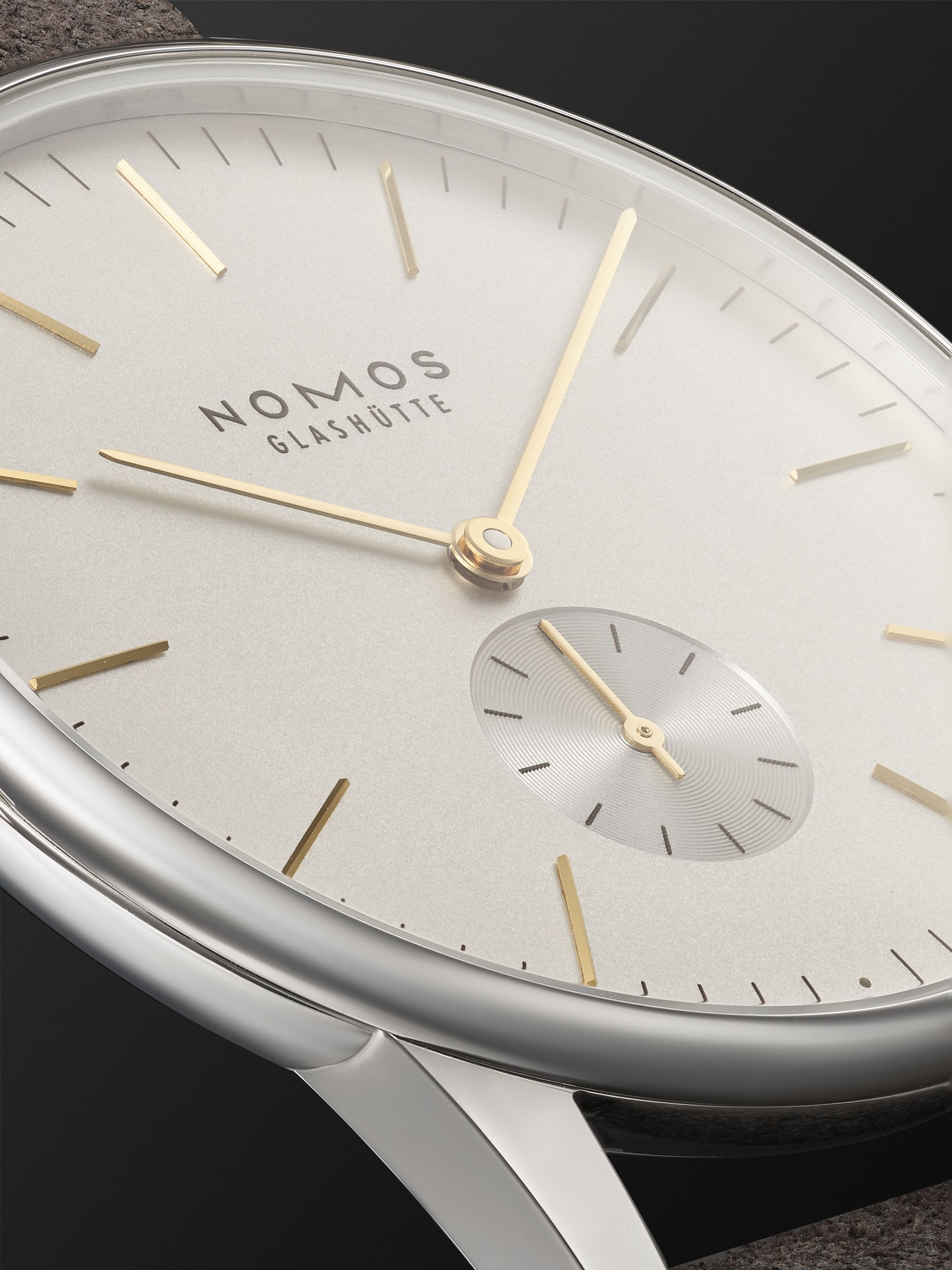 NOMOS GLASHÜTTE Orion Hand-Wound 38mm Stainless Steel and Suede Watch, Ref. No. 379