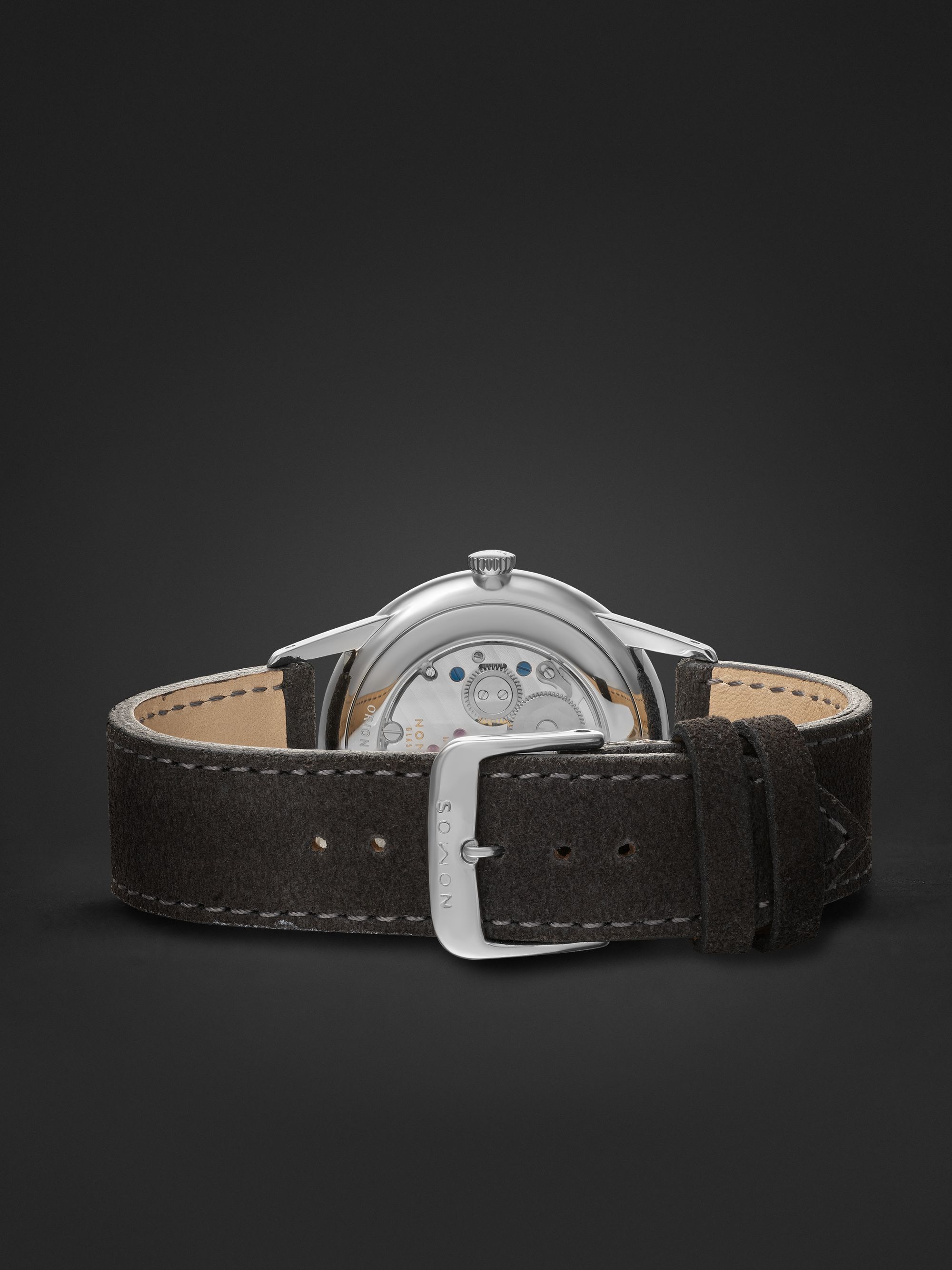 NOMOS GLASHÜTTE Orion Hand-Wound 38mm Stainless Steel and Suede Watch, Ref. No. 379