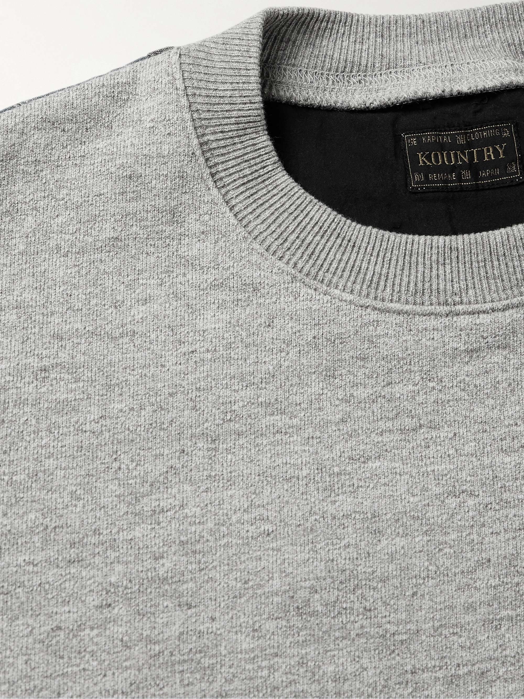 KAPITAL Cotton-Jersey and Patchwork Cotton and Linen-Blend Sweatshirt