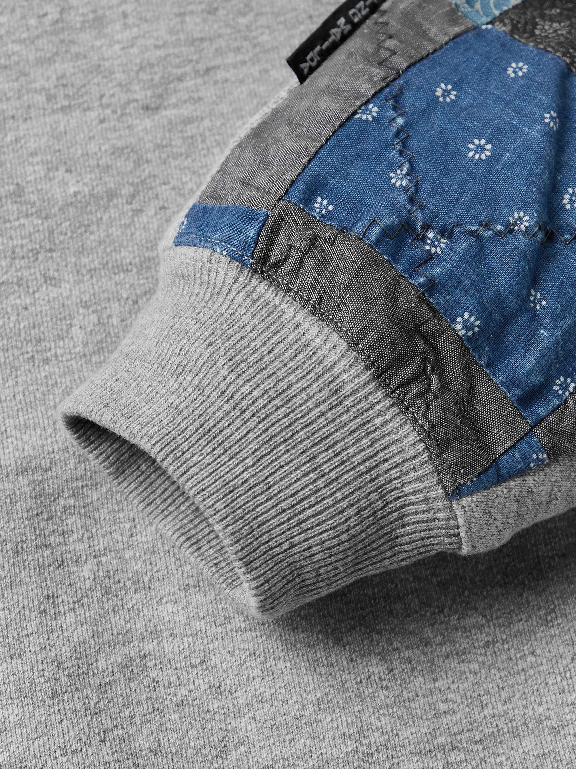 KAPITAL Cotton-Jersey and Patchwork Cotton and Linen-Blend Sweatshirt