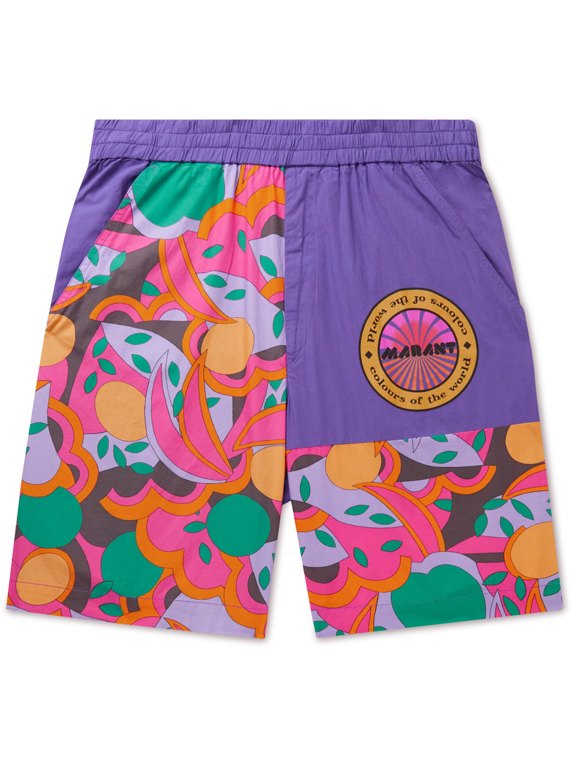 Laverno Wide-Leg Printed Cotton Shorts