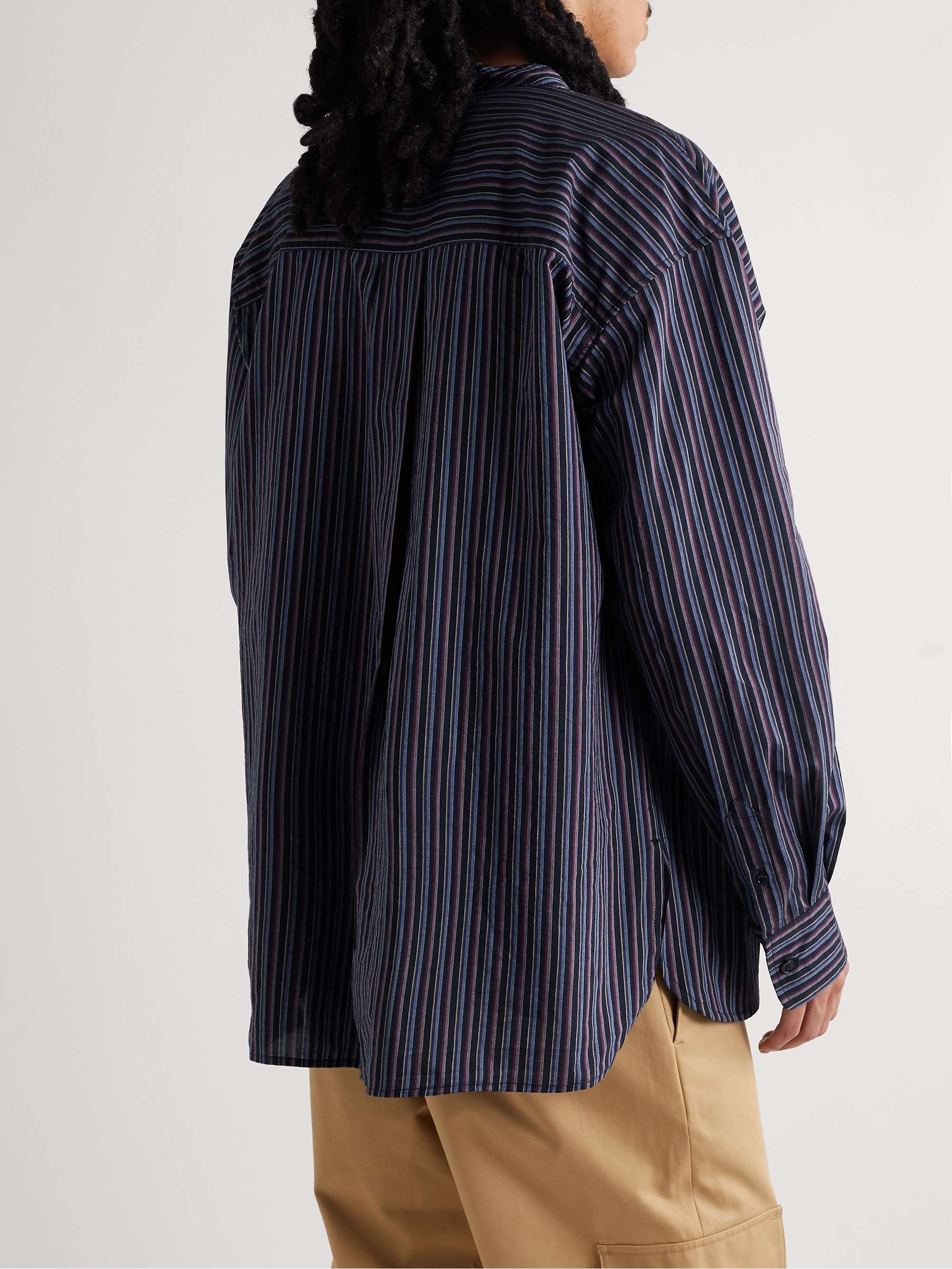 MARANT Taylori Grandad-Collar Striped Cotton-Poplin Shirt