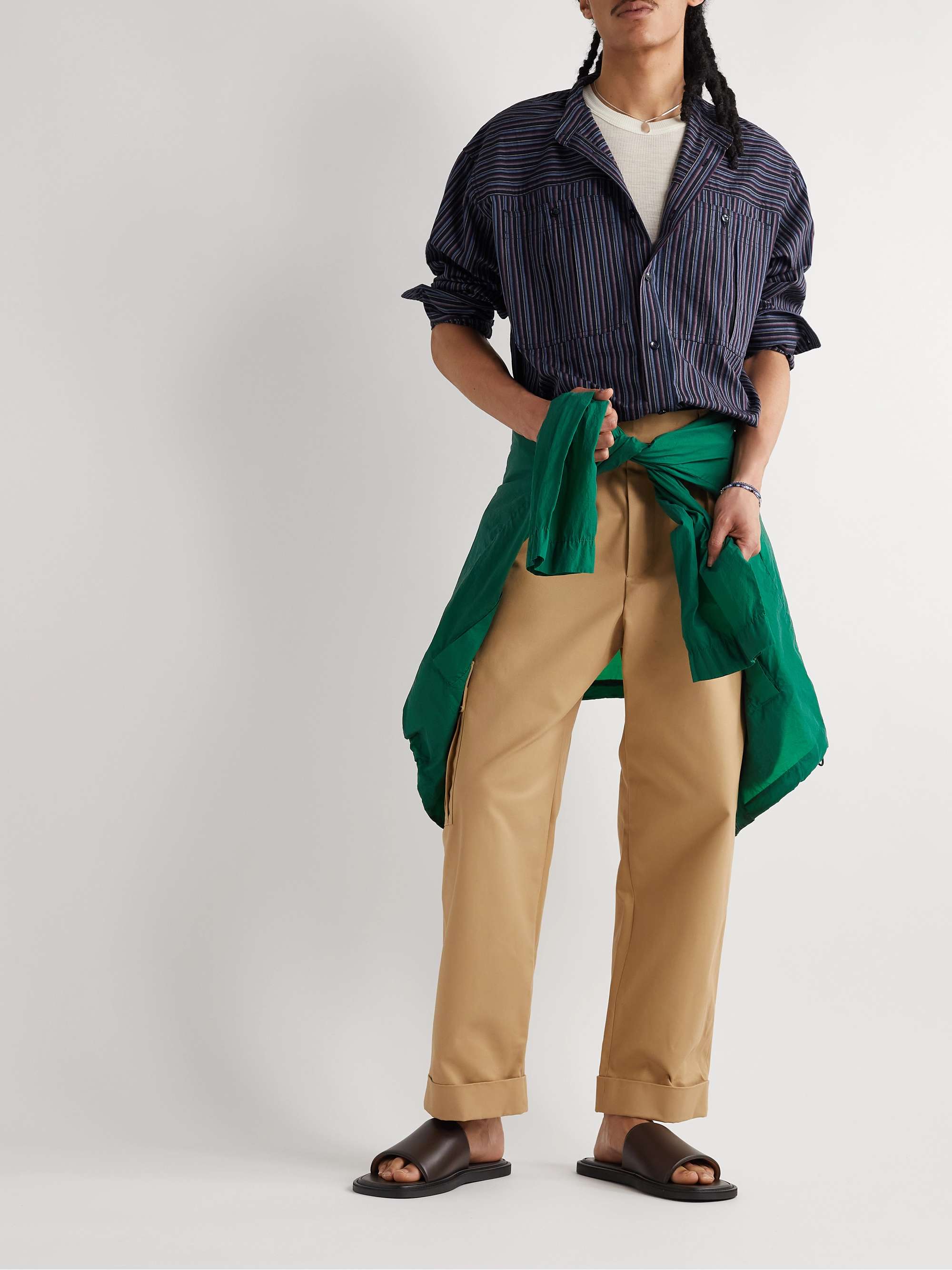 MARANT Taylori Grandad-Collar Striped Cotton-Poplin Shirt