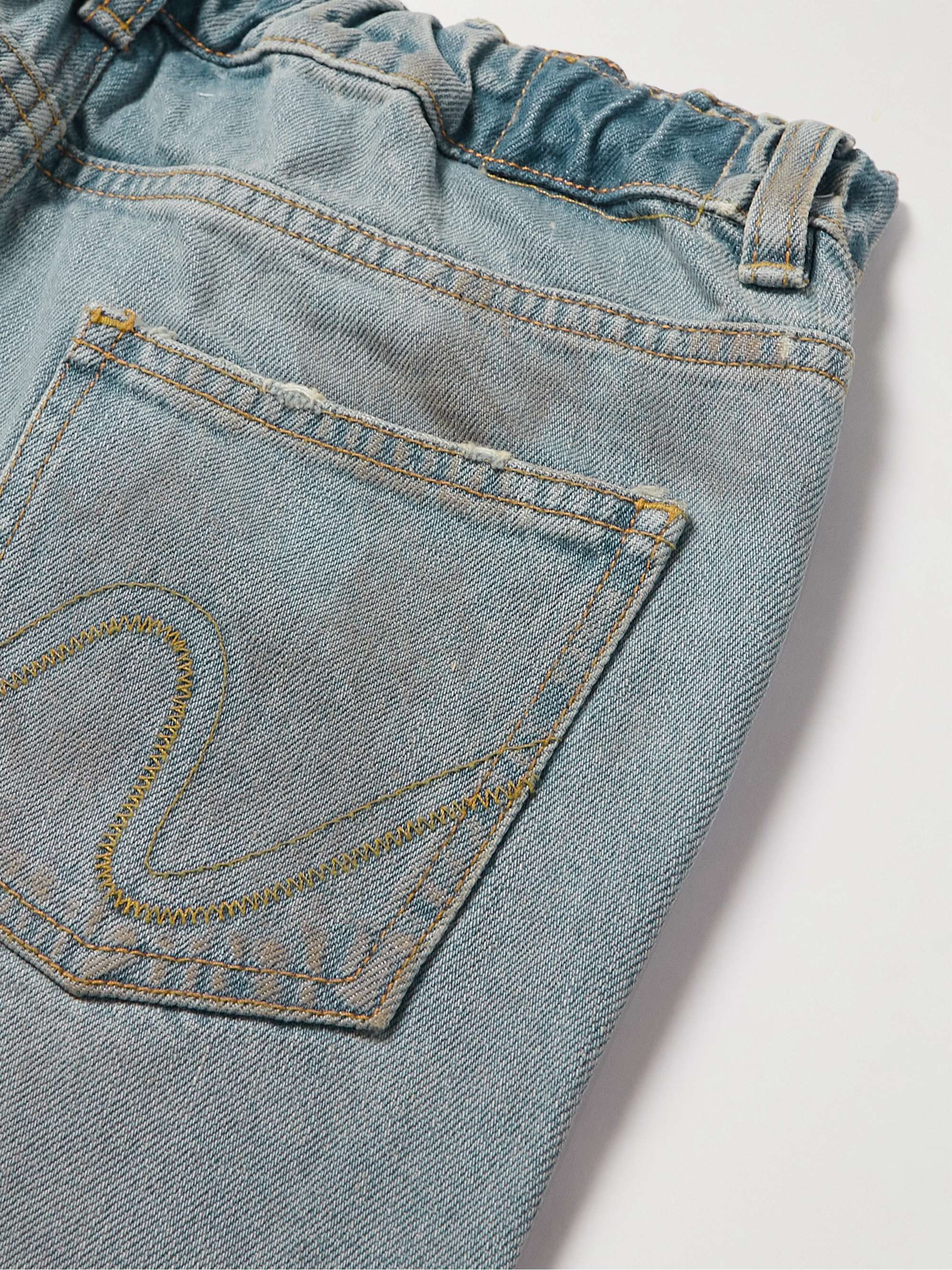 ERL KIDS Embroidered Distressed Jeans for Men | PORTER