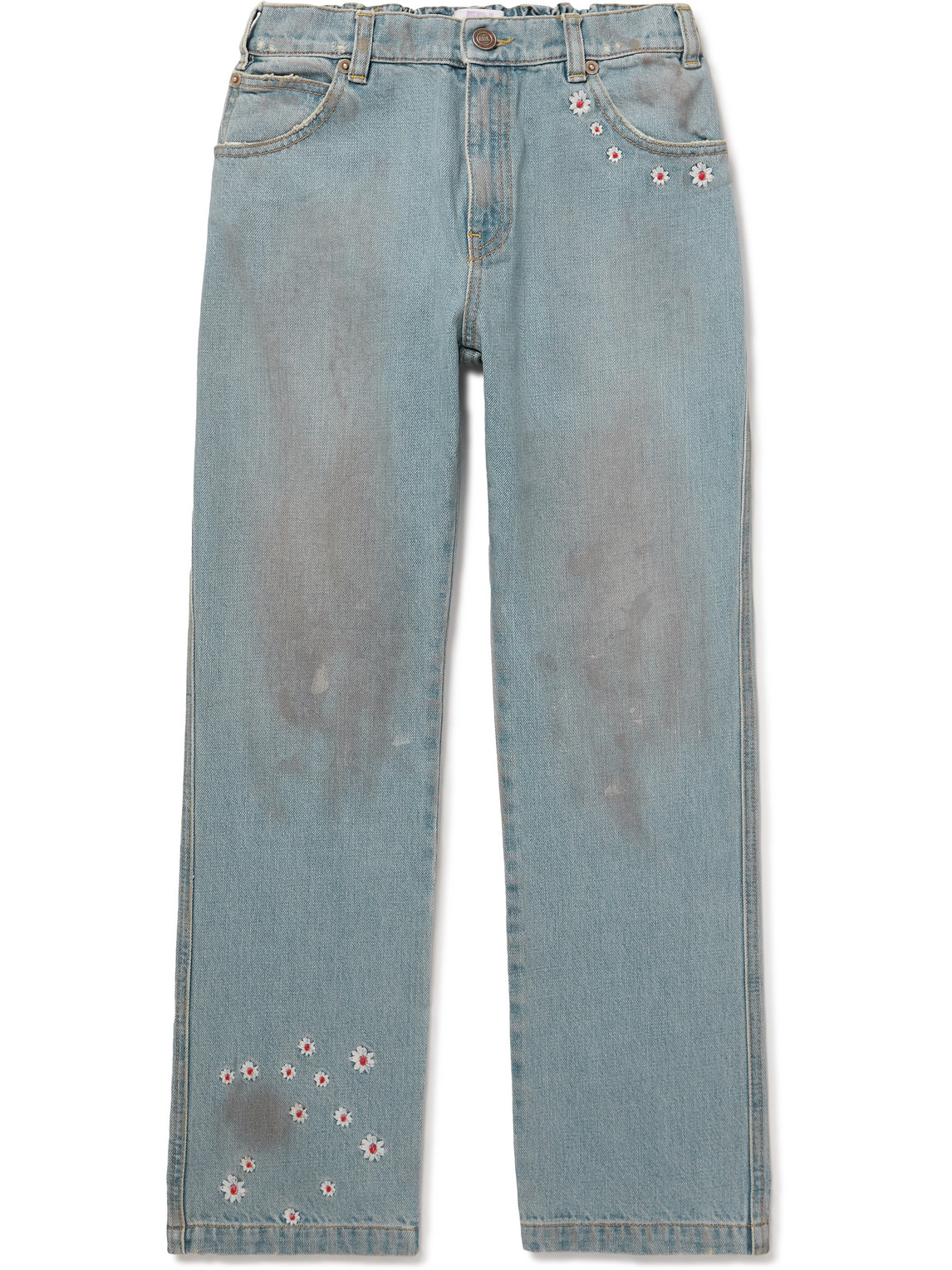 Embroidered Distressed Jeans