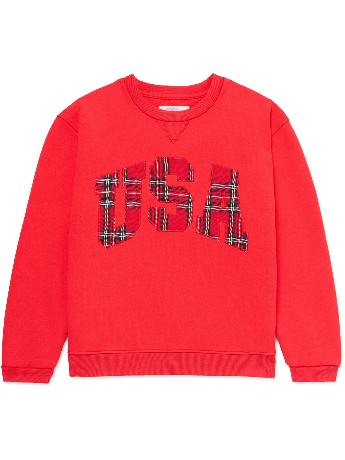 Embroidered Checked Cotton-Blend Jersey Sweatshirt