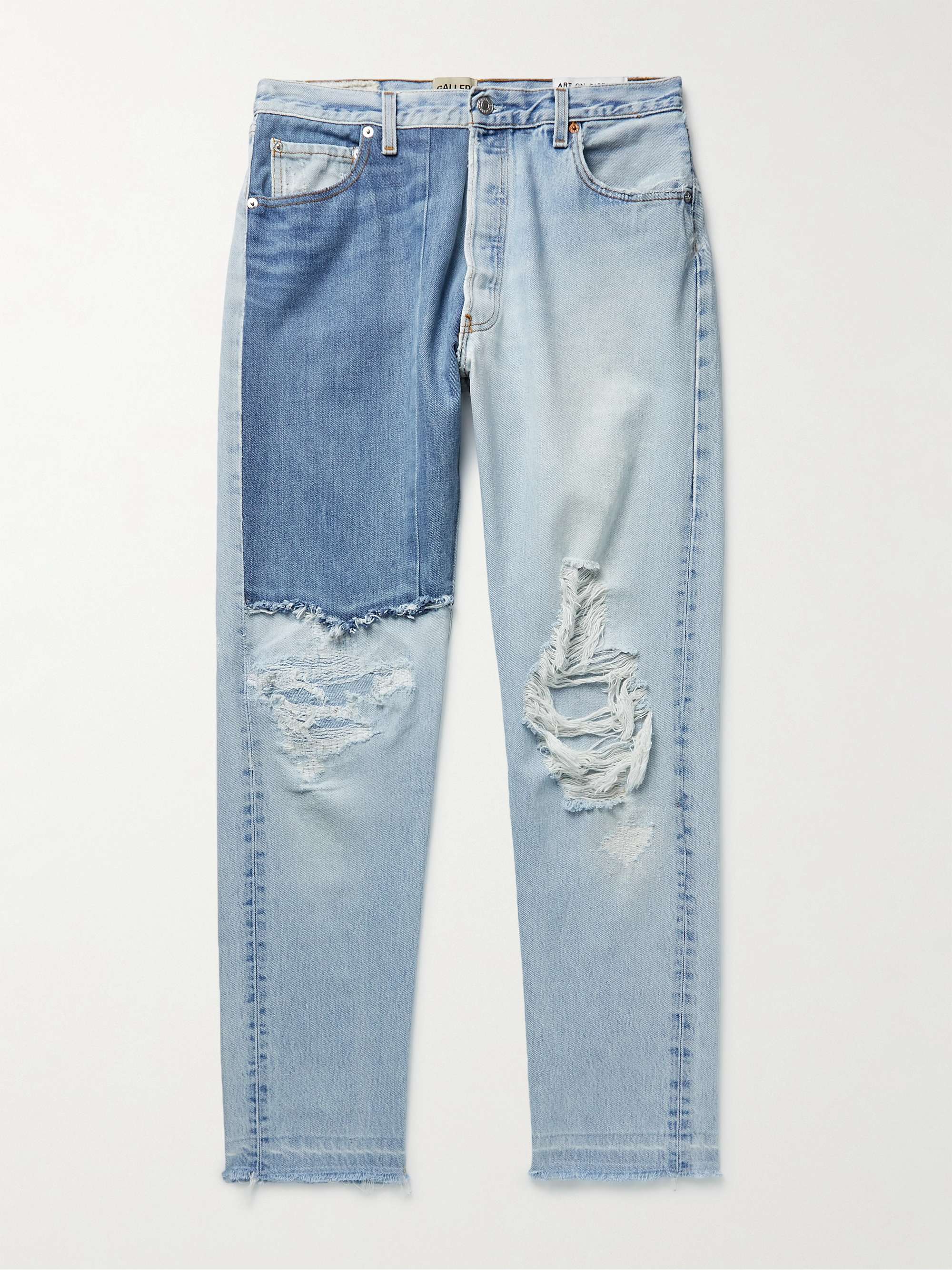 Slim straight distressed best sale jeans