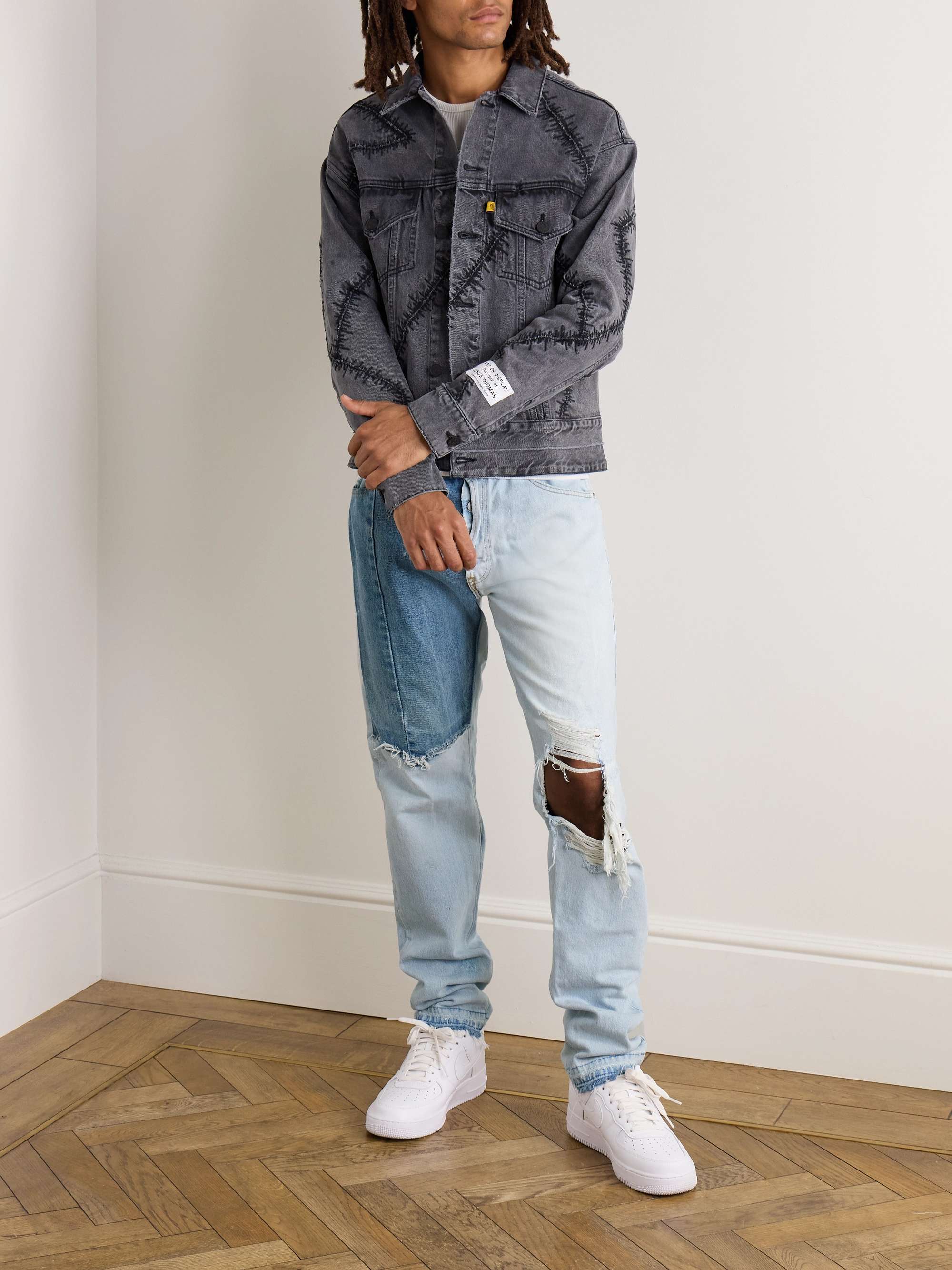 GALLERY DEPT. Ken Slim-Fit Panelled Distressed Jeans