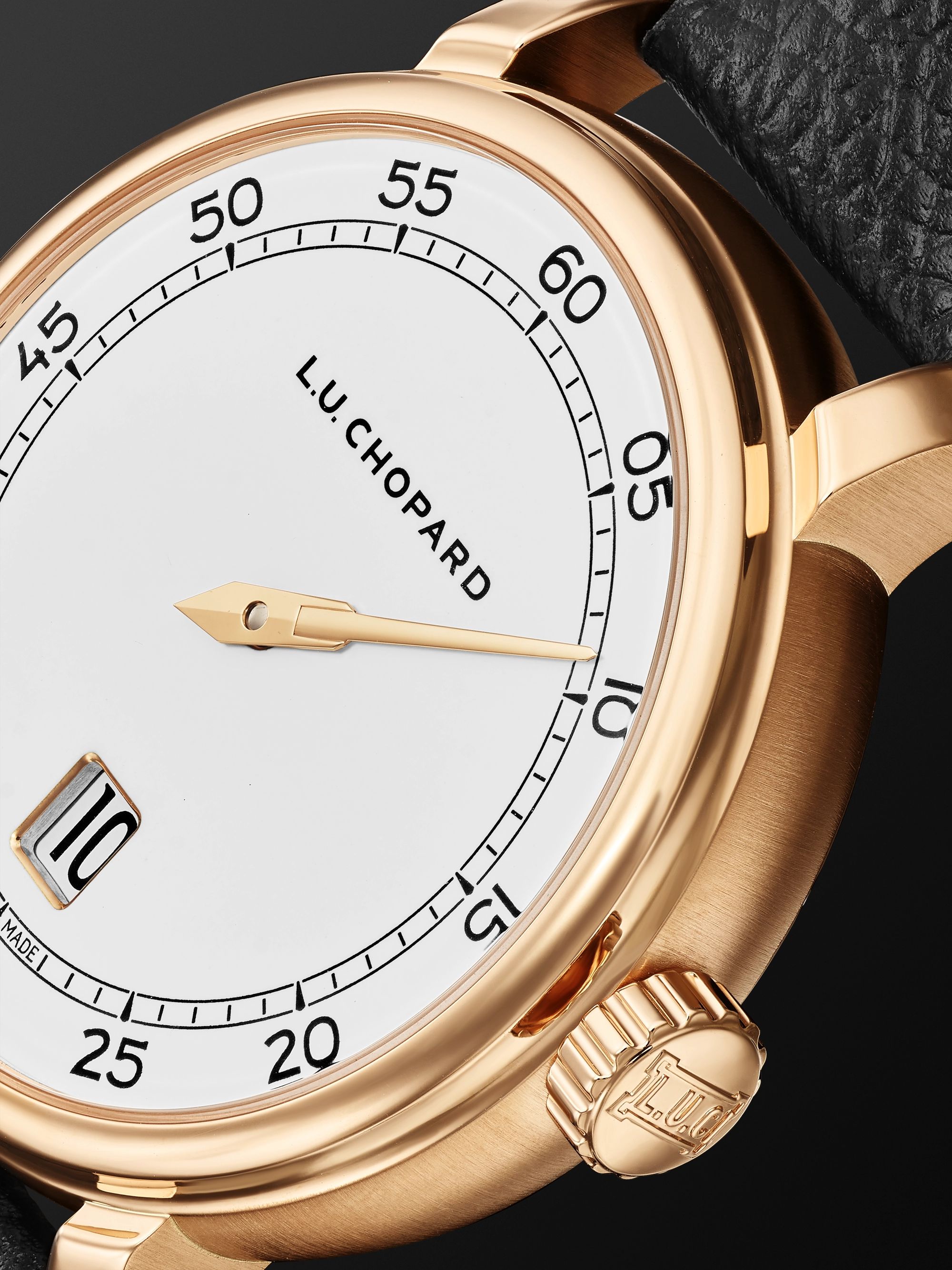 CHOPARD L.U.C Quattro Spirit 25 Limited Edition 40mm 18-Karat Rose Gold and Textured-Leather Watch, Ref. No. 161977-5001