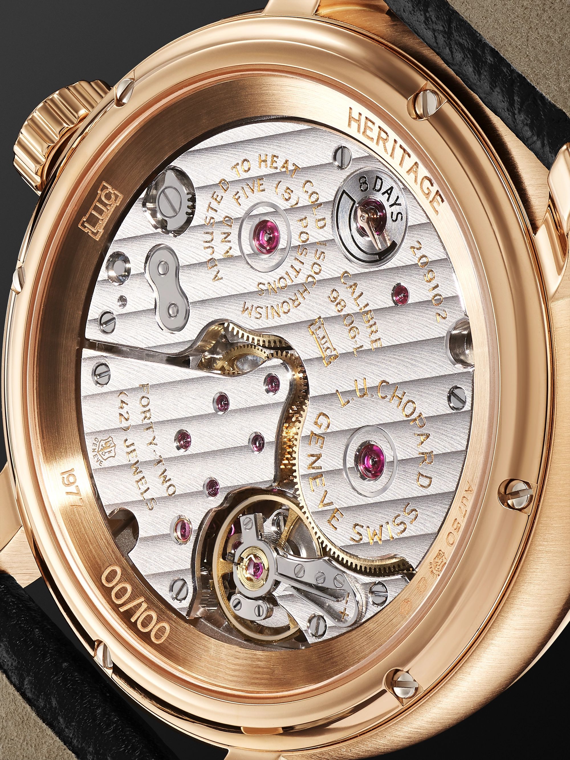 CHOPARD L.U.C Quattro Spirit 25 Limited Edition 40mm 18-Karat Rose Gold and Textured-Leather Watch, Ref. No. 161977-5001