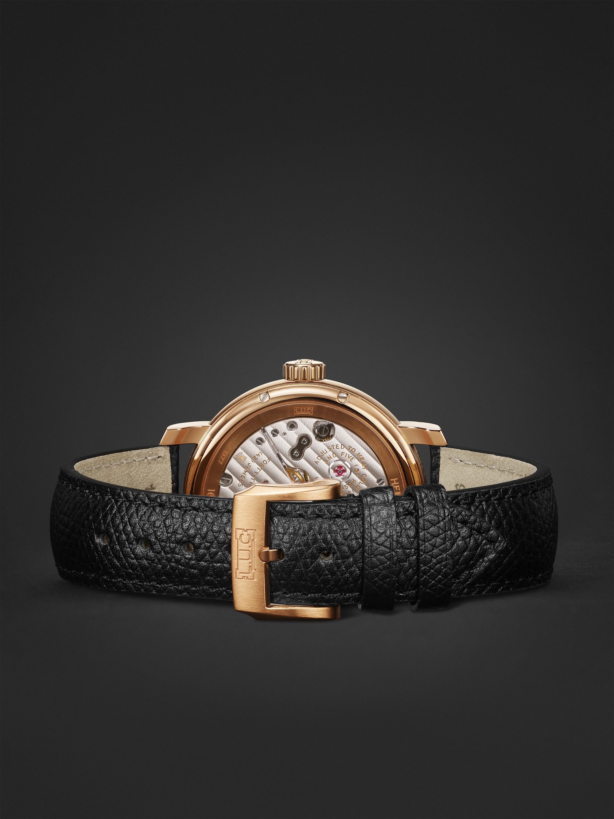 CHOPARD L.U.C Quattro Spirit 25 Limited Edition 40mm 18-Karat Rose Gold and Textured-Leather Watch, Ref. No. 161977-5001