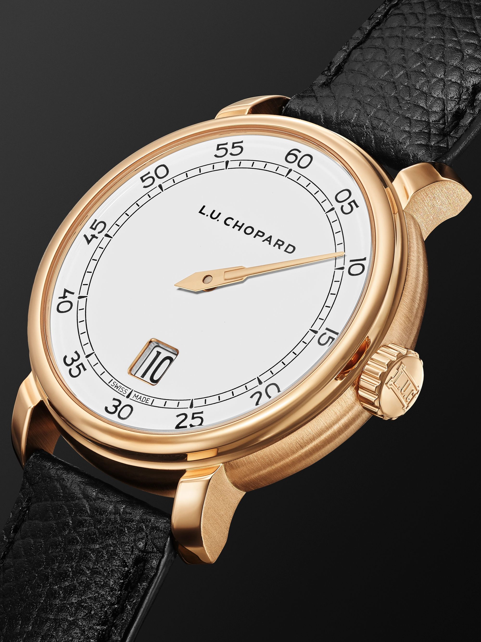 CHOPARD L.U.C Quattro Spirit 25 Limited Edition 40mm 18-Karat Rose Gold and Textured-Leather Watch, Ref. No. 161977-5001