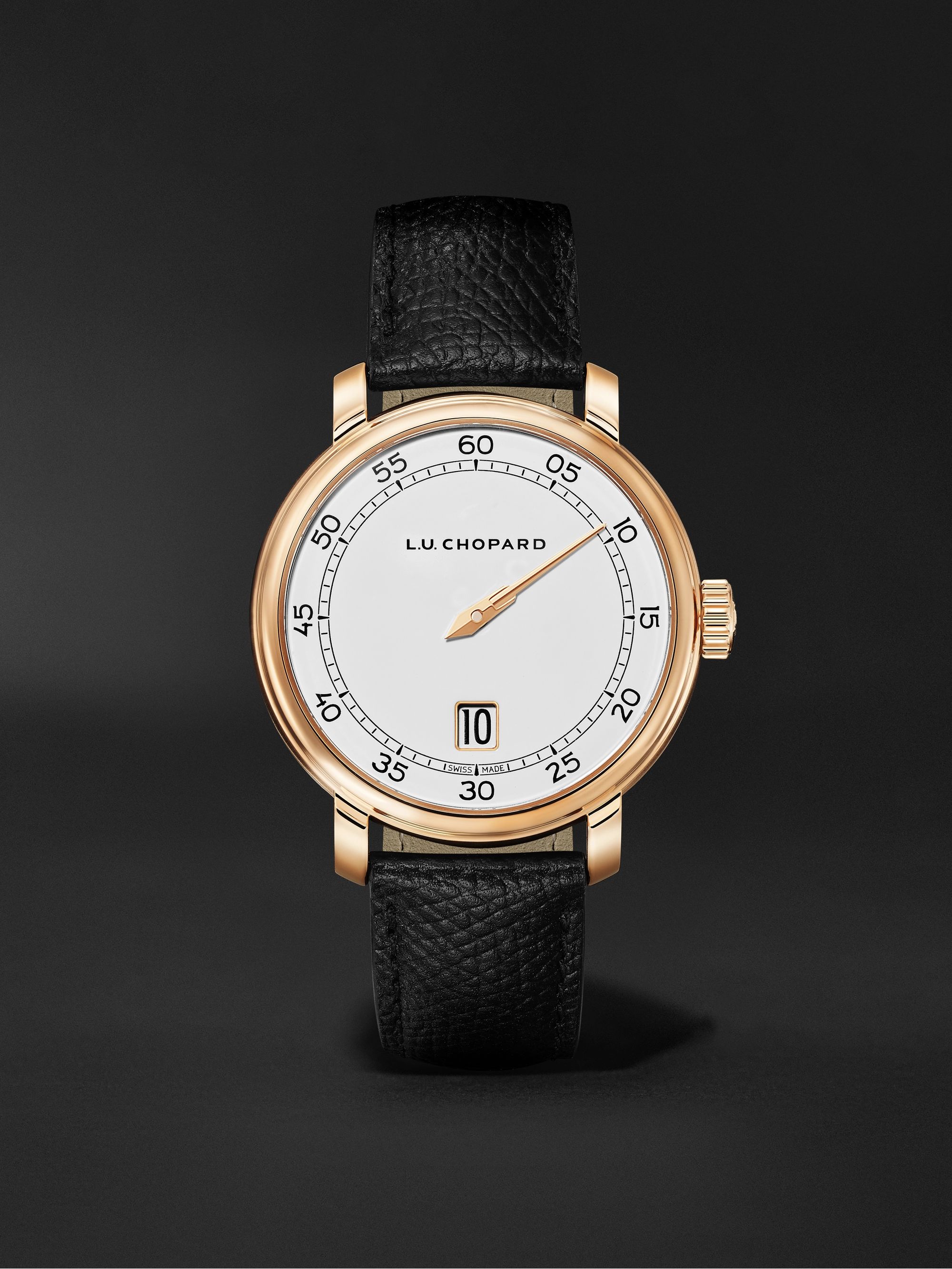 CHOPARD L.U.C Quattro Spirit 25 Limited Edition 40mm 18-Karat Rose Gold and Textured-Leather Watch, Ref. No. 161977-5001