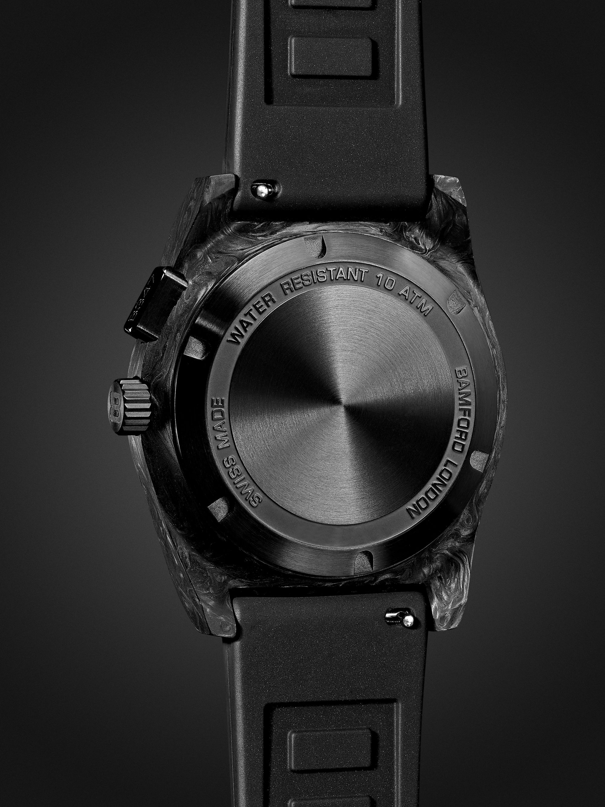 BAMFORD WATCH DEPARTMENT B347 Panda Automatic Chronograph 41.5mm Carbon Fibre and Rubber Watch, Ref. No. B347-CF-WHI-BLK