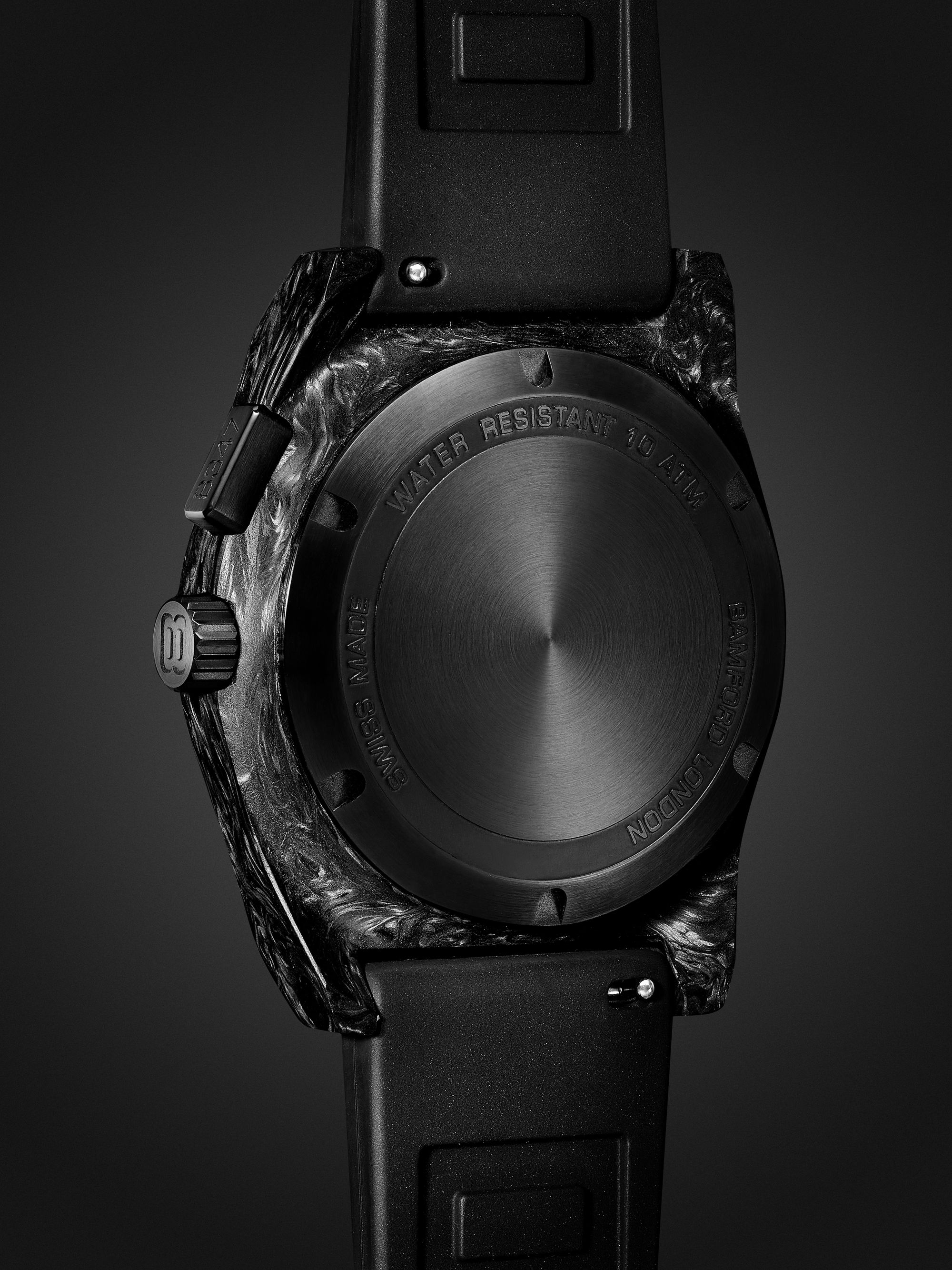 BAMFORD WATCH DEPARTMENT B347 Commando Automatic Chronograph 41.5mm Carbon Fibre and Rubber Watch, Ref. No. B347 -CF-GRY-BLK