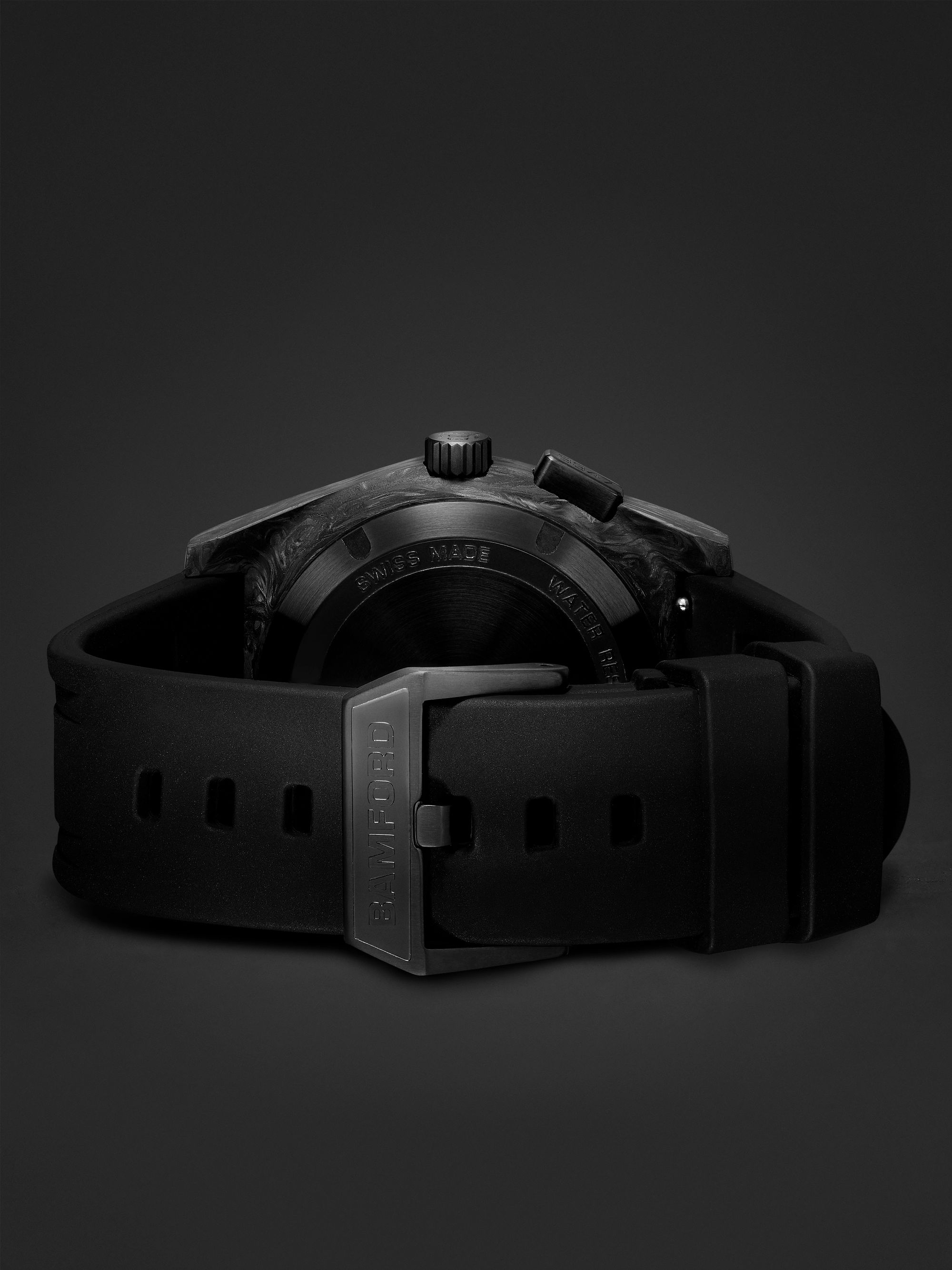 BAMFORD WATCH DEPARTMENT B347 Commando Automatic Chronograph 41.5mm Carbon Fibre and Rubber Watch, Ref. No. B347 -CF-GRY-BLK