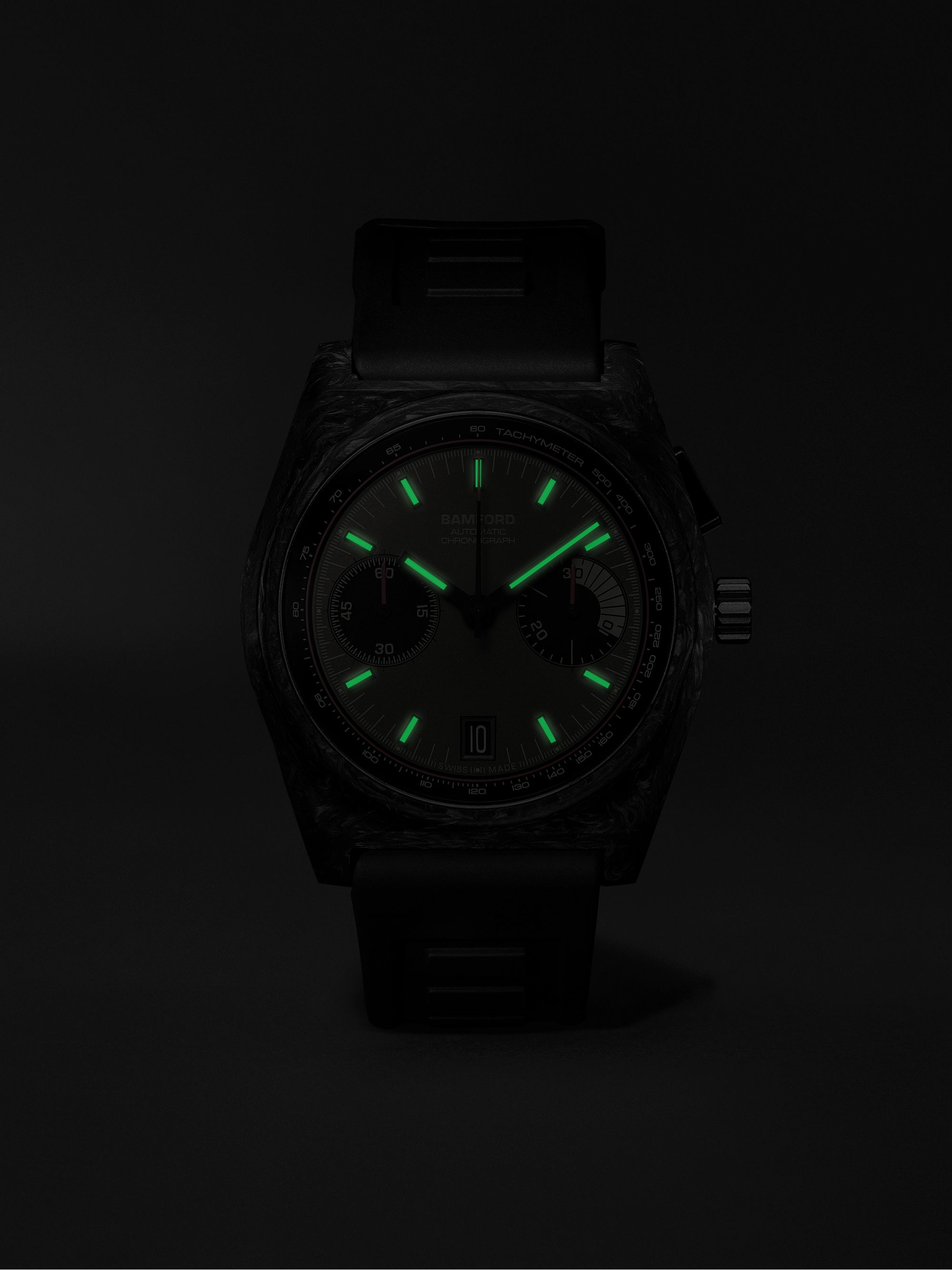 BAMFORD WATCH DEPARTMENT B347 Commando Automatic Chronograph 41.5mm Carbon Fibre and Rubber Watch, Ref. No. B347 -CF-GRY-BLK