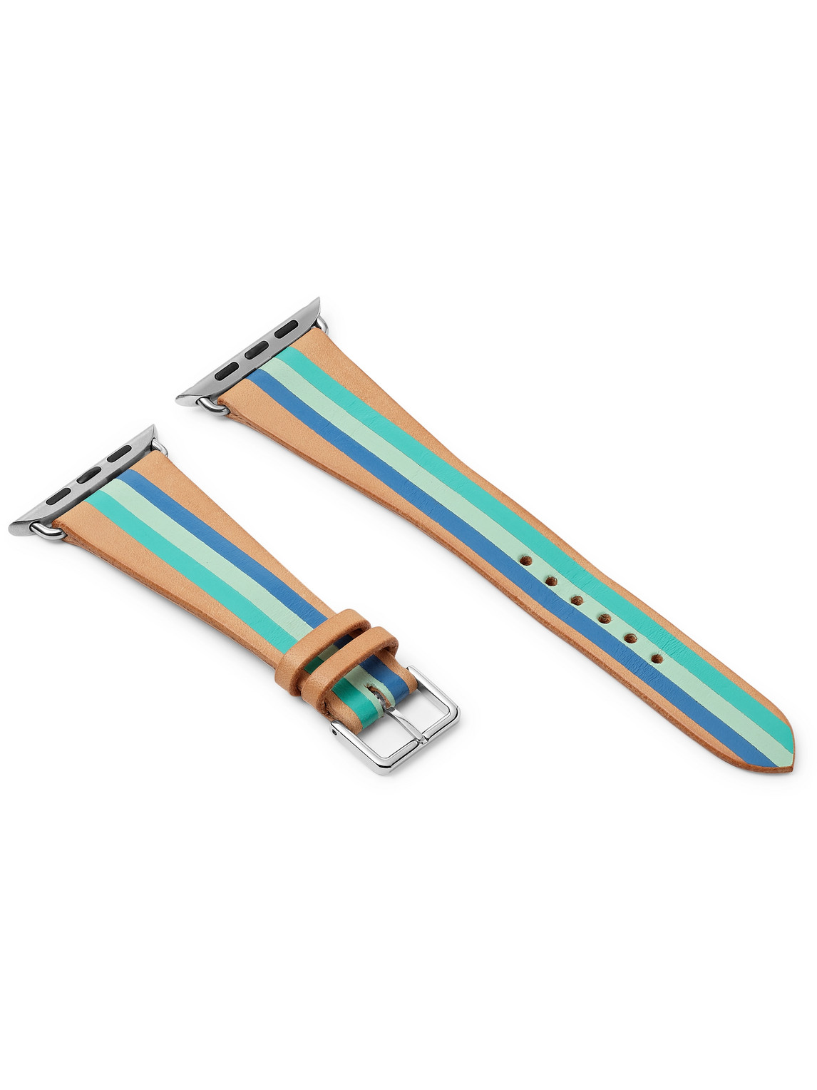 Aquamarine Striped Leather Watch Strap