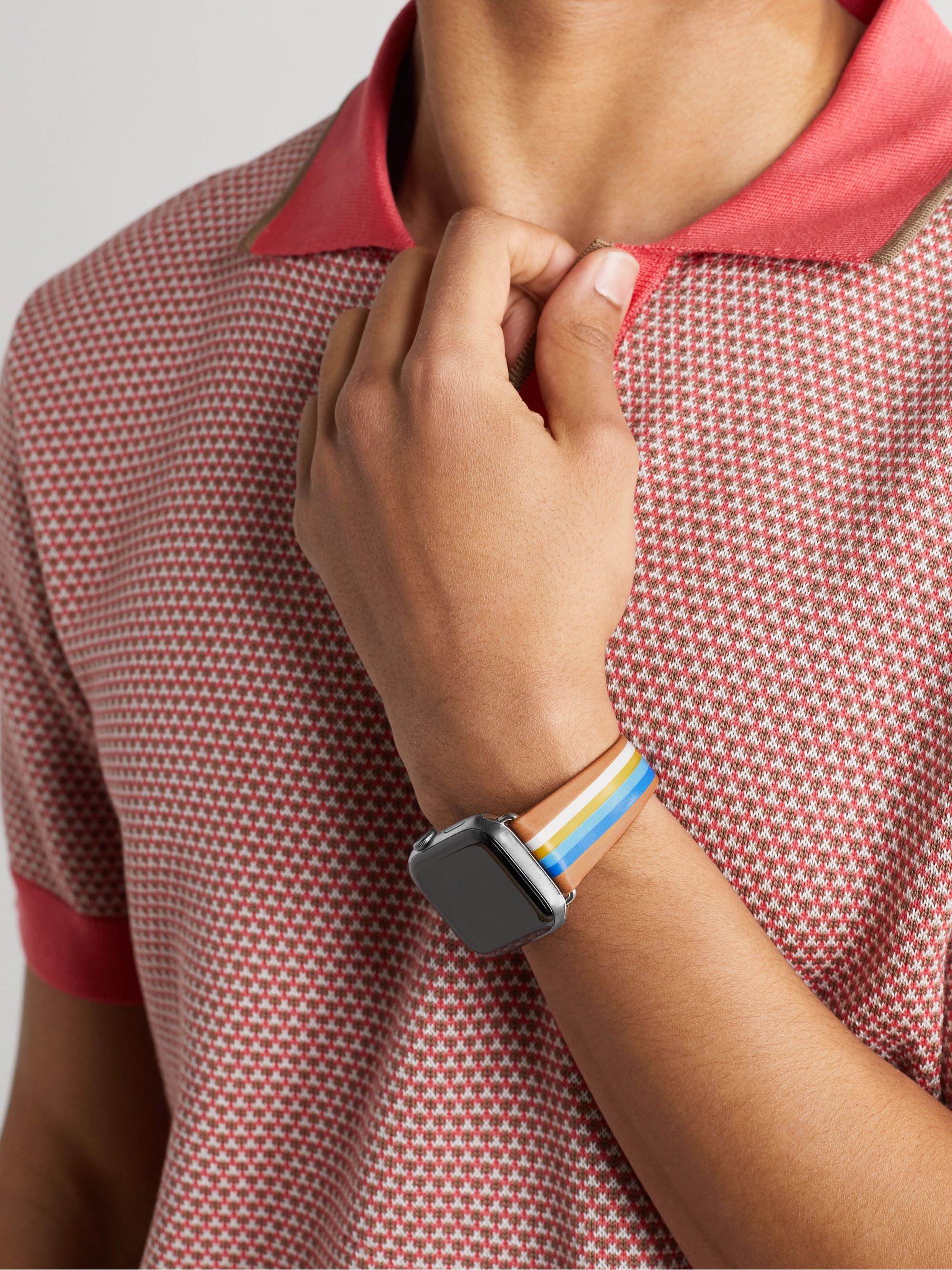 LA CALIFORNIENNE Seabright Striped Leather Watch Strap
