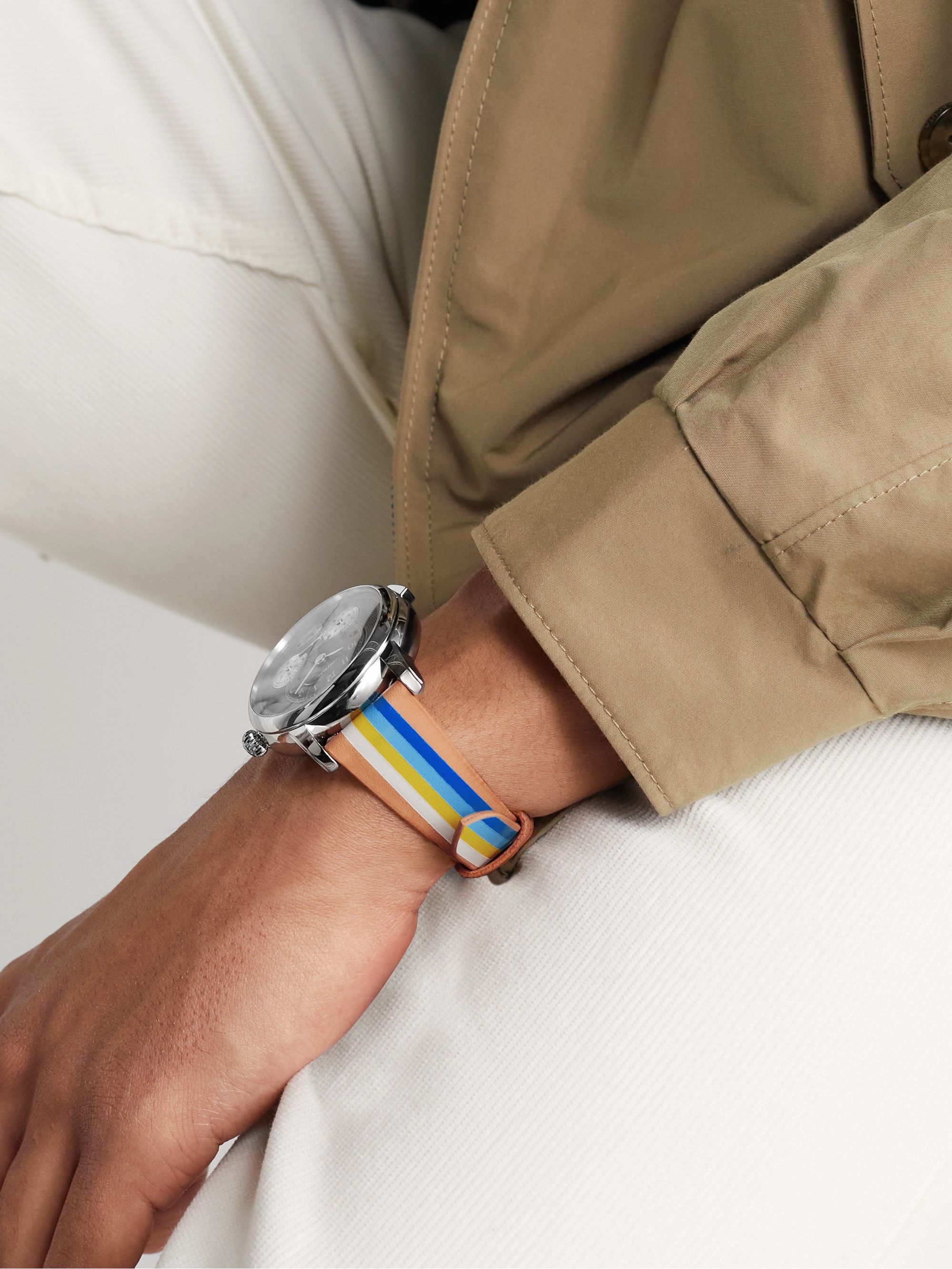 LA CALIFORNIENNE Seabright Striped Leather Watch Strap