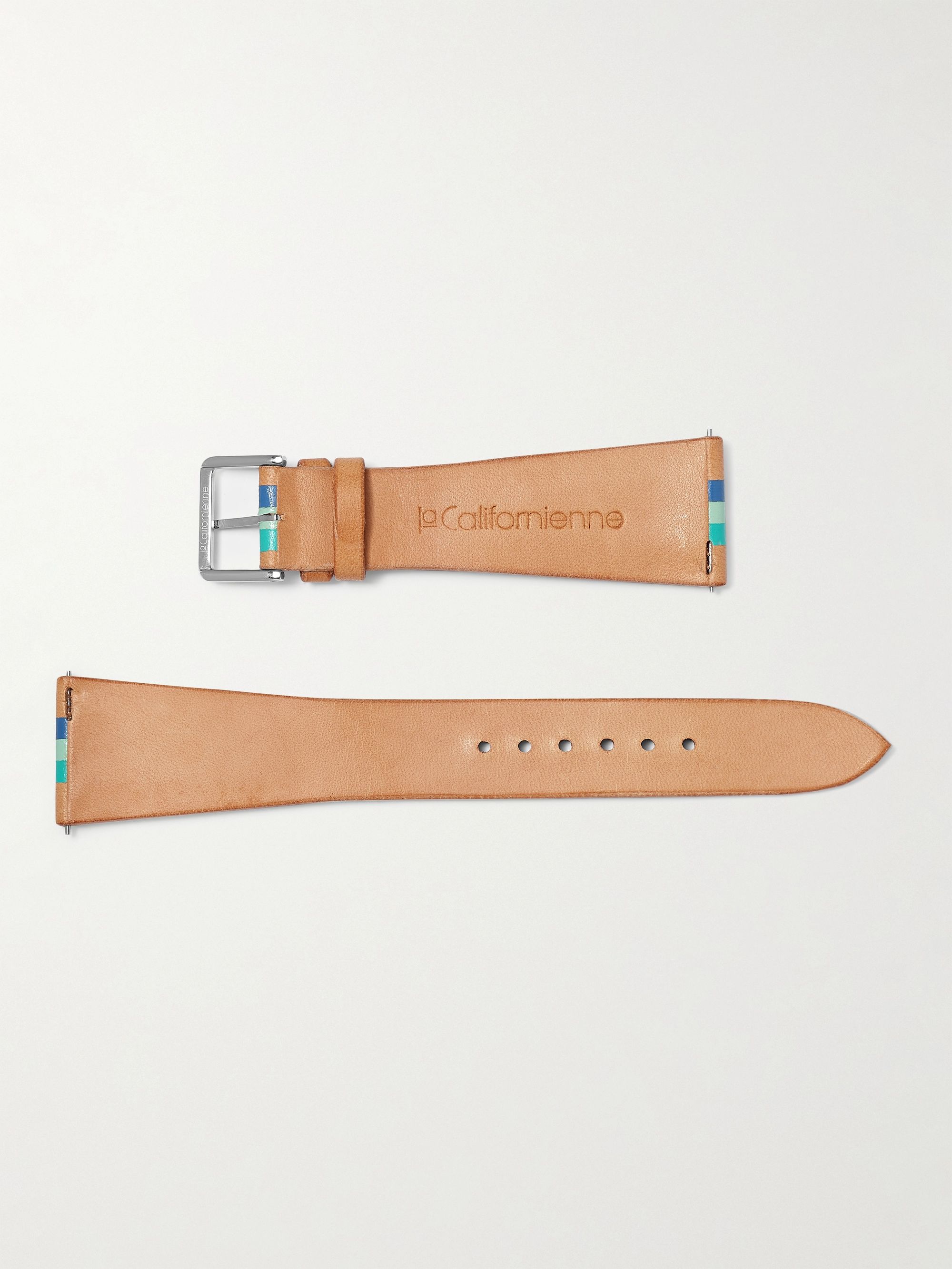 LA CALIFORNIENNE Aquamarine Striped Leather Watch Strap