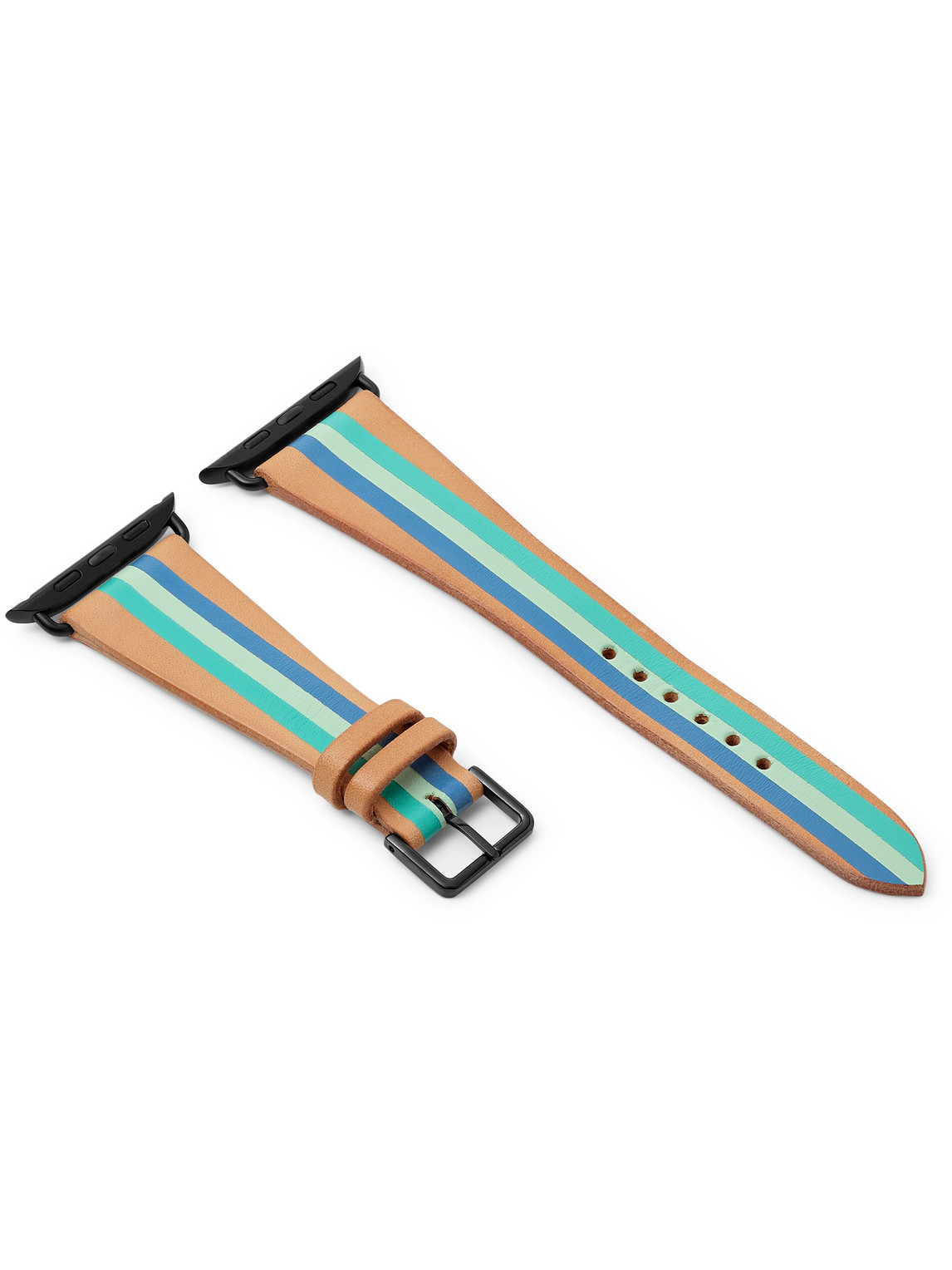 Lacalifornienne Aquamarine Striped Leather Watch Strap In Blue