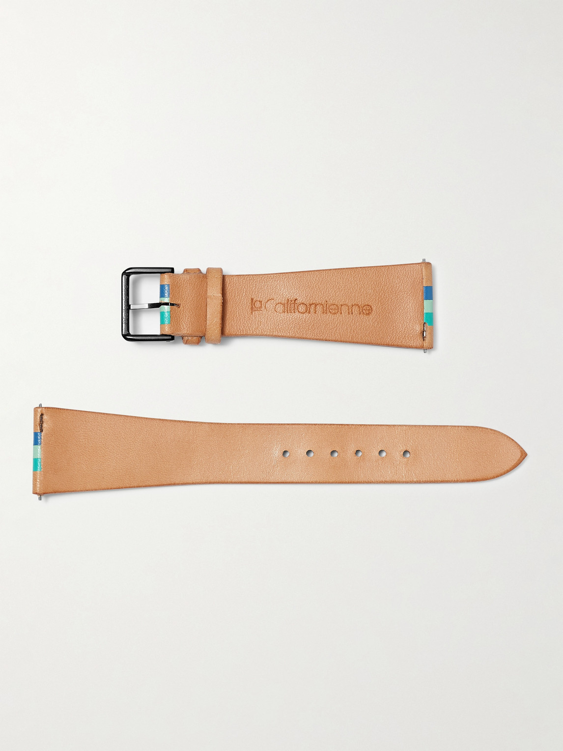 Shop Lacalifornienne Aquamarine Striped Leather Watch Strap In Blue