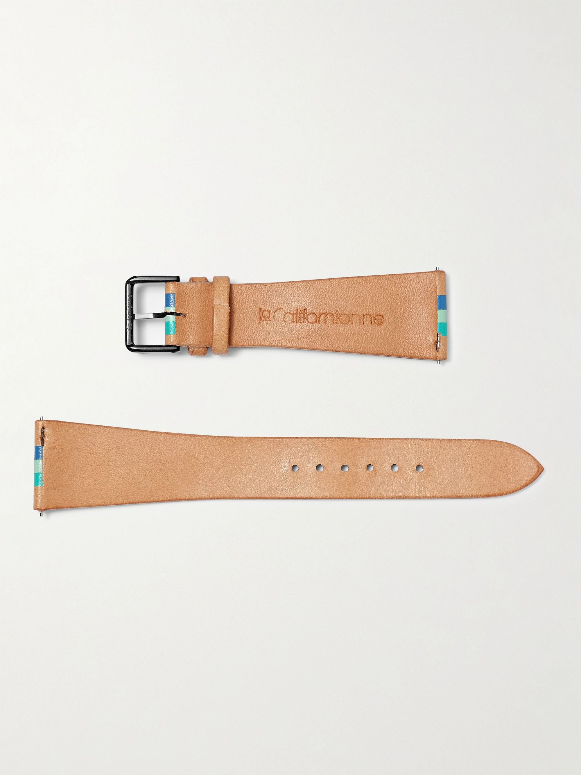 LA CALIFORNIENNE Aquamarine Striped Leather Watch Strap