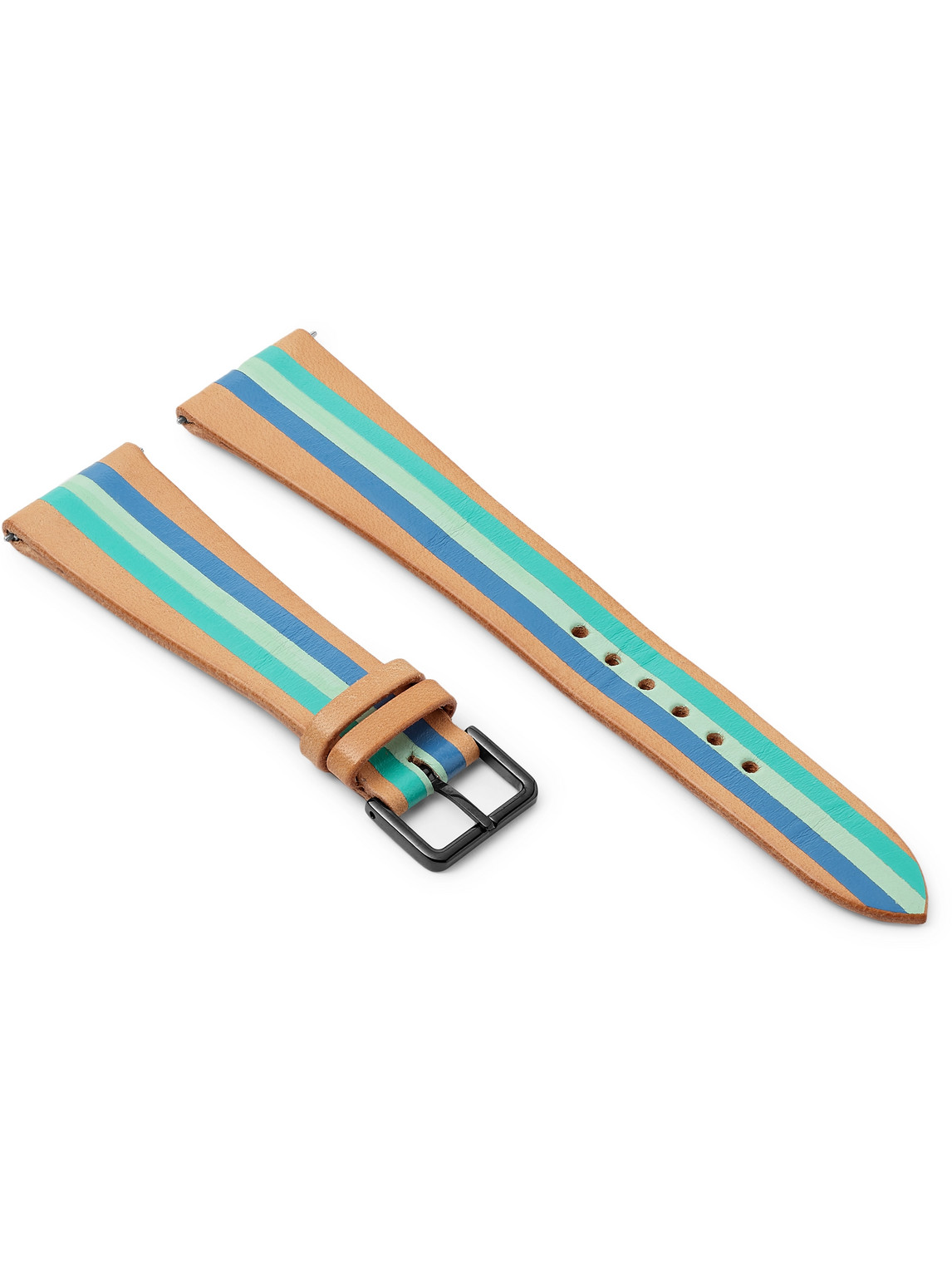 Aquamarine Striped Leather Watch Strap