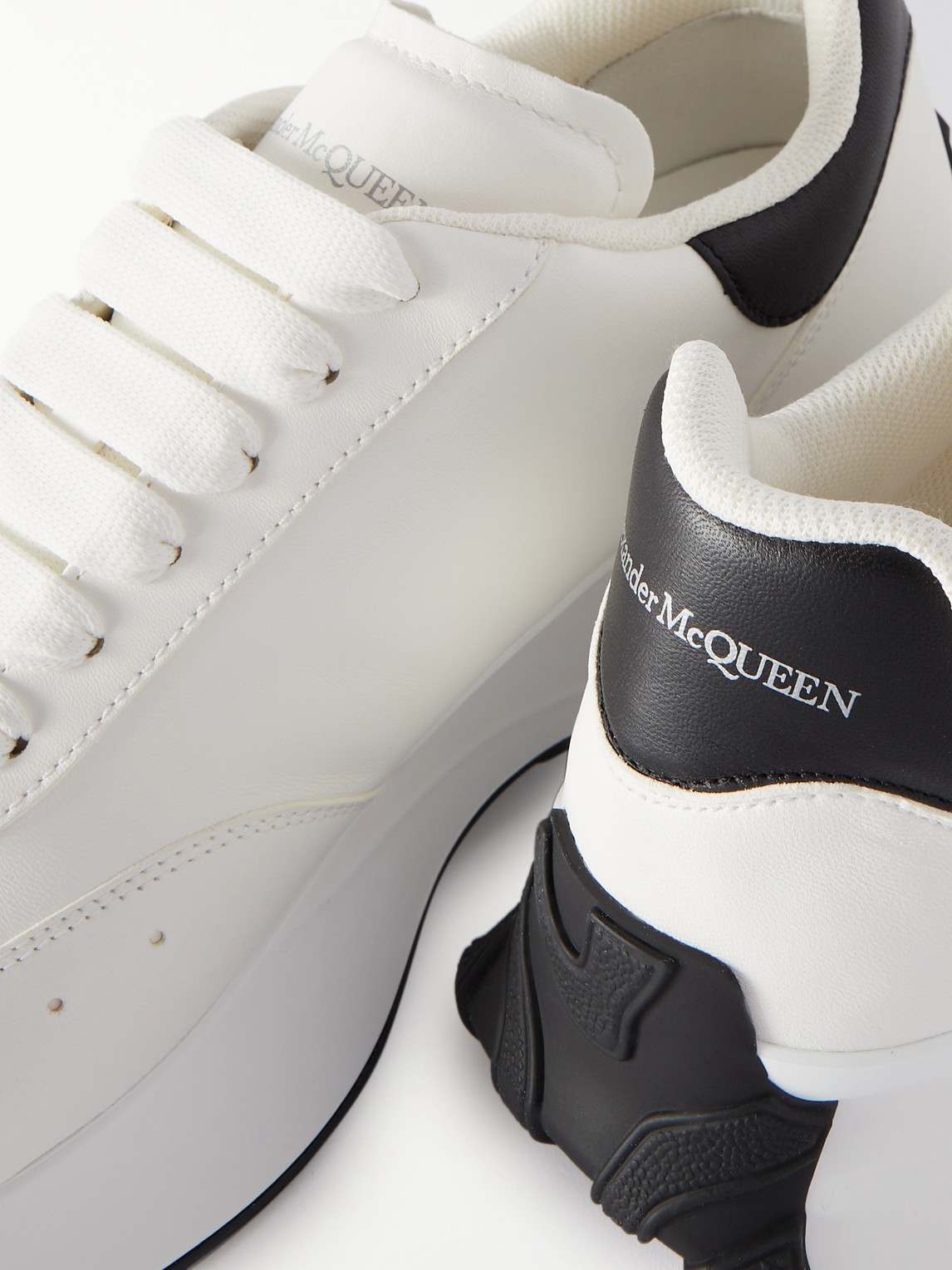 Shop Alexander Mcqueen Sprint Runner Exaggerated-sole Logo-embossed Leather Sneakers In White
