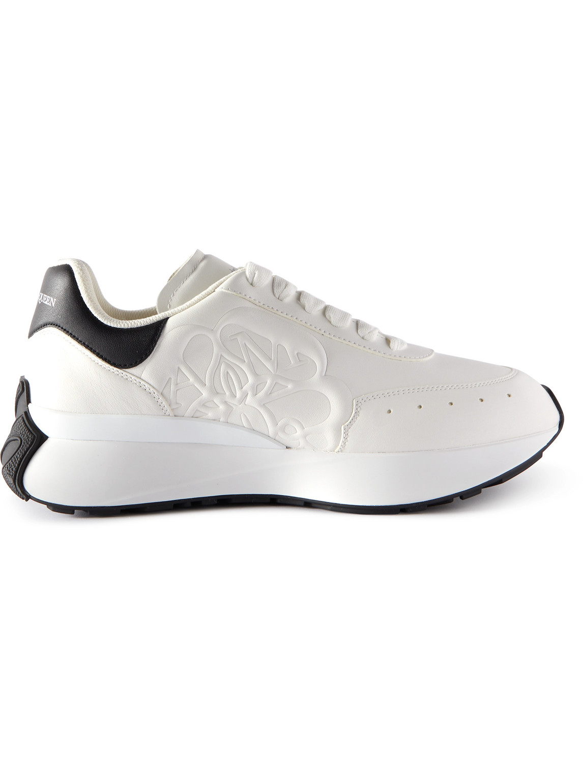 Shop Alexander Mcqueen Sprint Runner Exaggerated-sole Logo-embossed Leather Sneakers In White