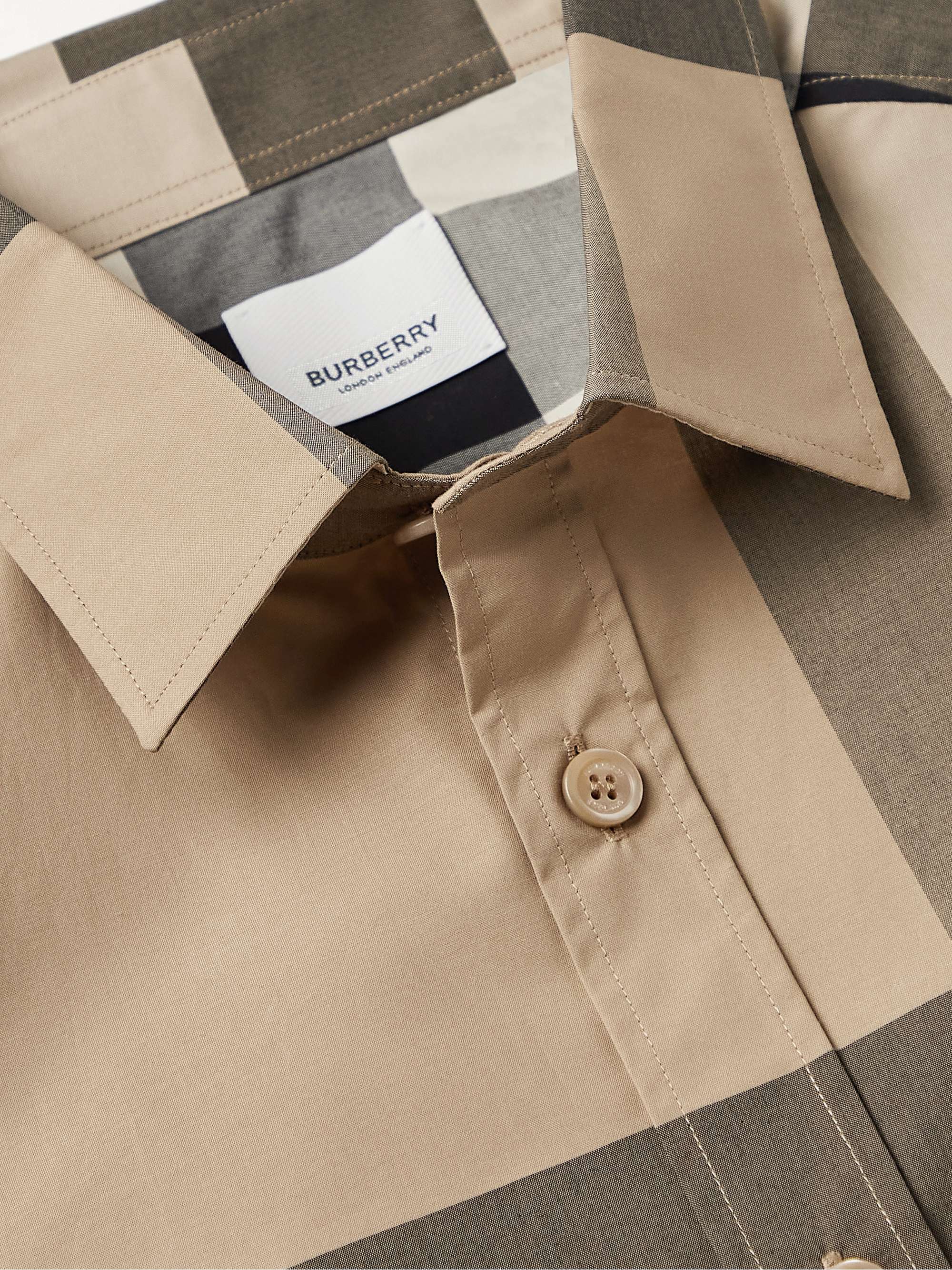 BURBERRY Slim-Fit Checked Cotton-Blend Poplin Shirt
