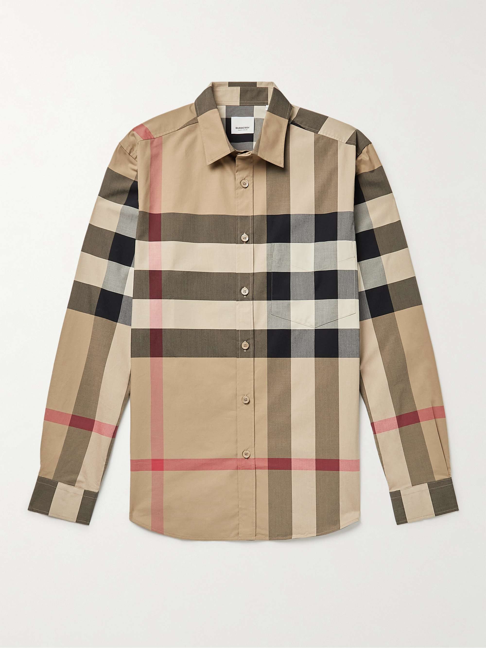 BURBERRY Slim-Fit Checked Cotton-Blend Poplin Shirt for Men | MR PORTER