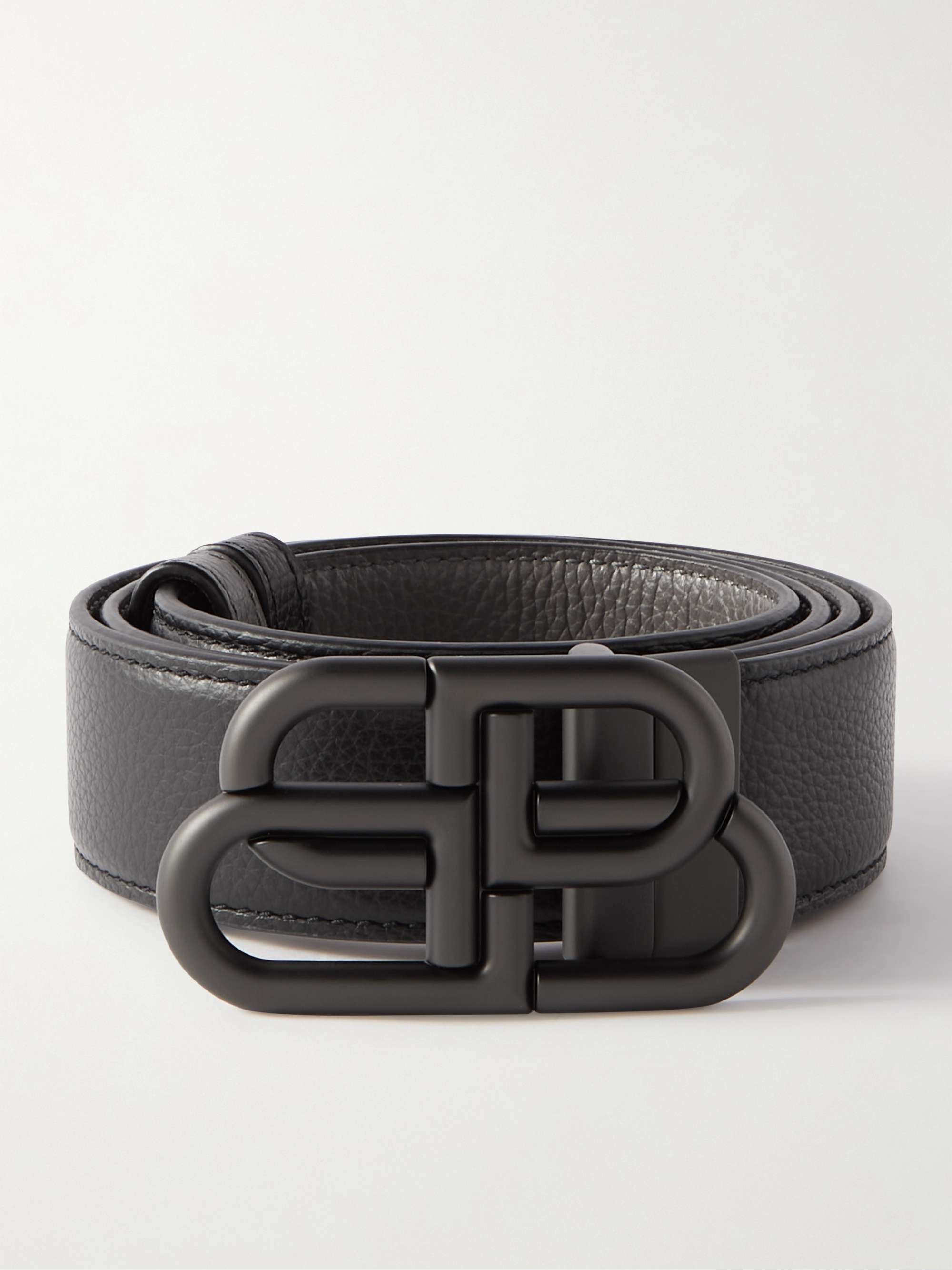 logo-buckle leather belt