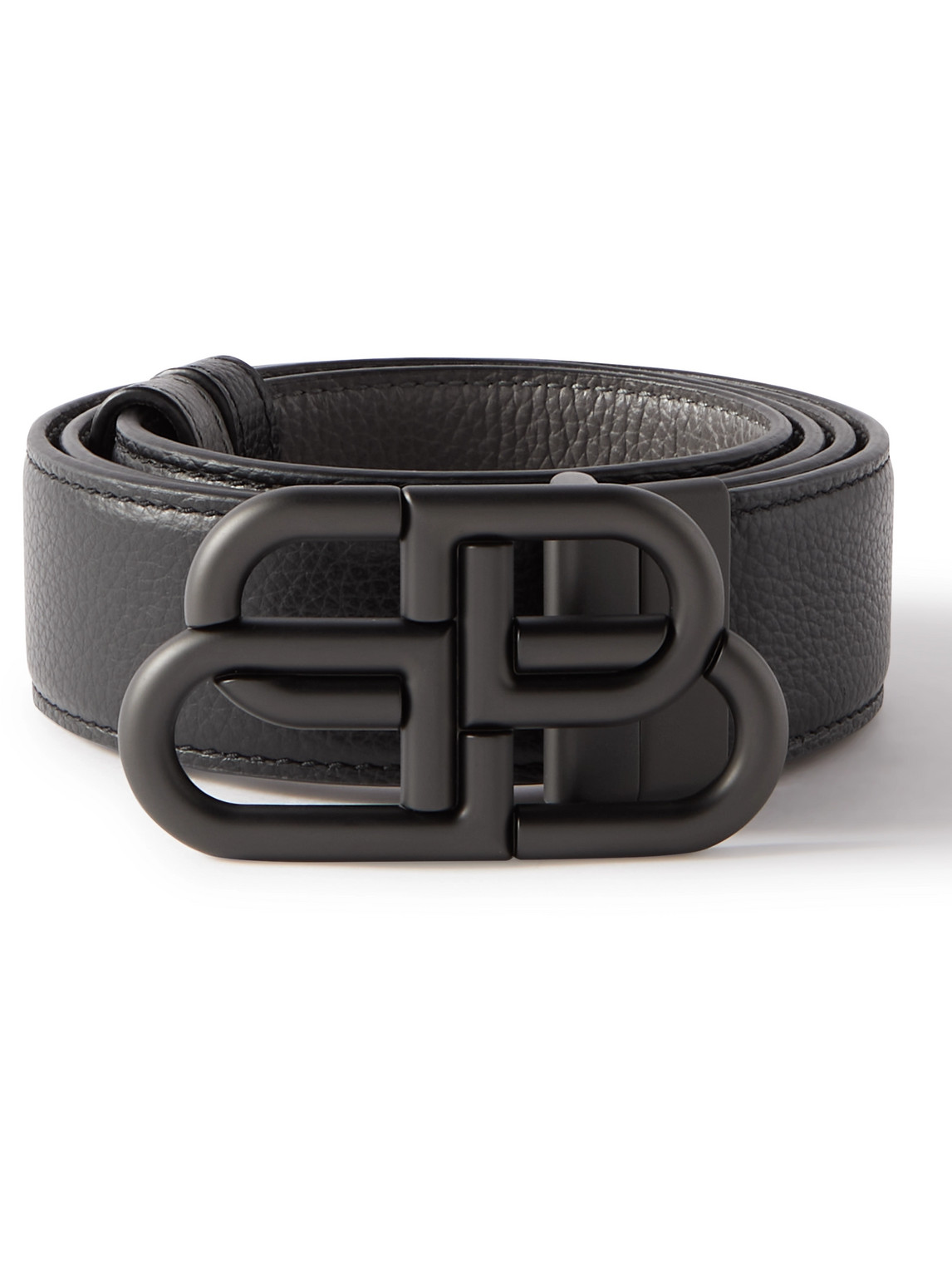 Balenciaga 3.5cm Logo-embellished Full-grain Leather Belt In Black