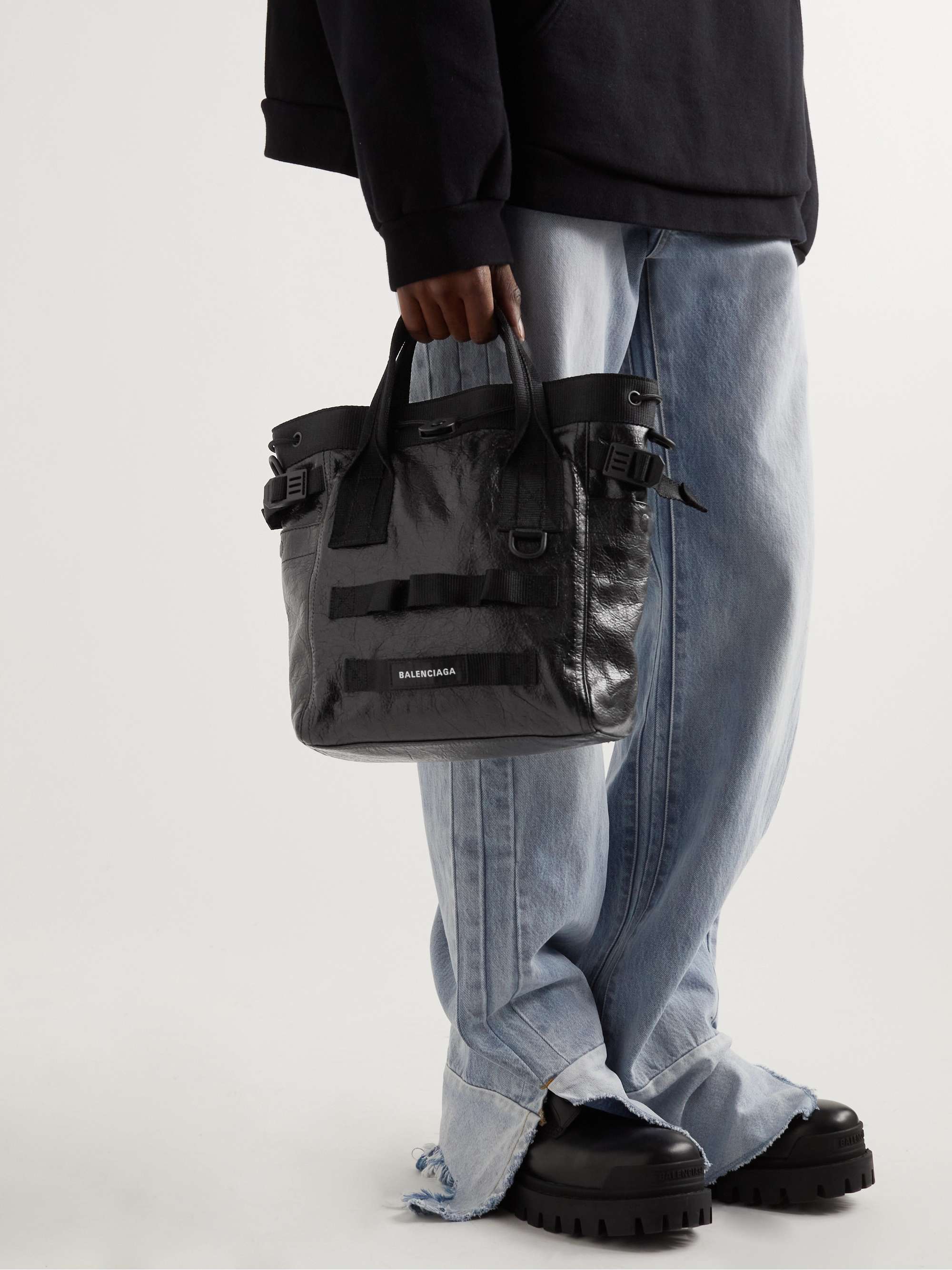 BALENCIAGA Creased-Leather Tote Bag