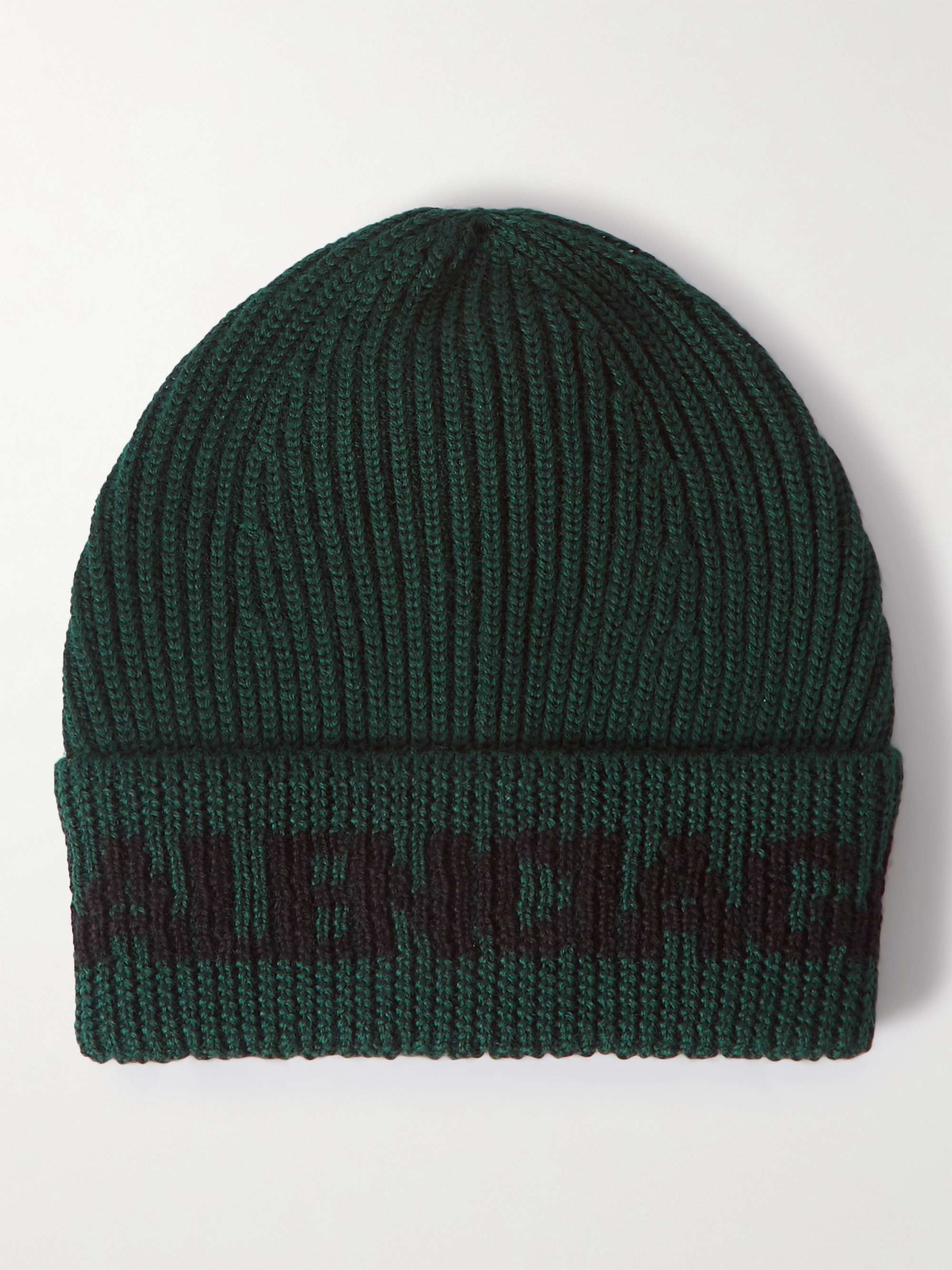 Logo-Intarsia Ribbed Virgin Wool Beanie | MR PORTER