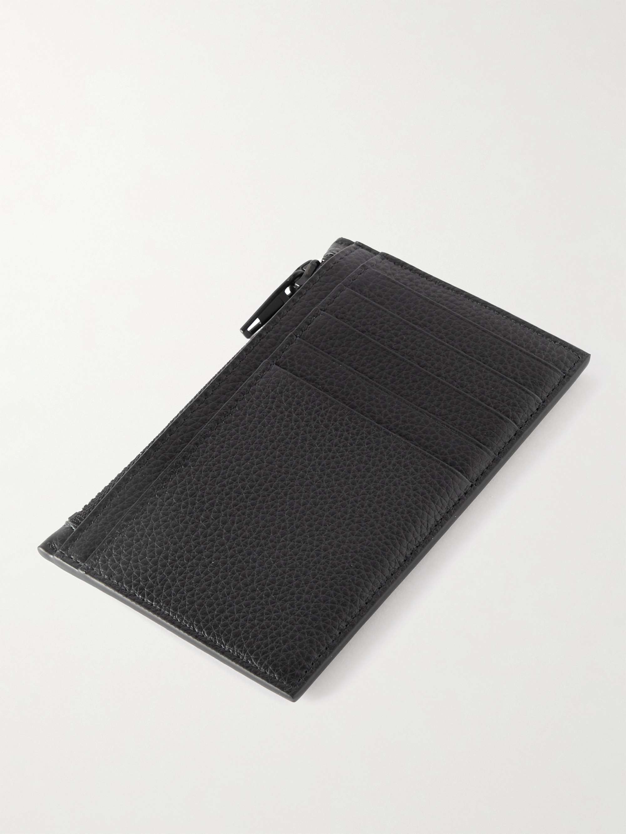 BALENCIAGA Logo-Print Embossed Full-Grain Leather Cardholder