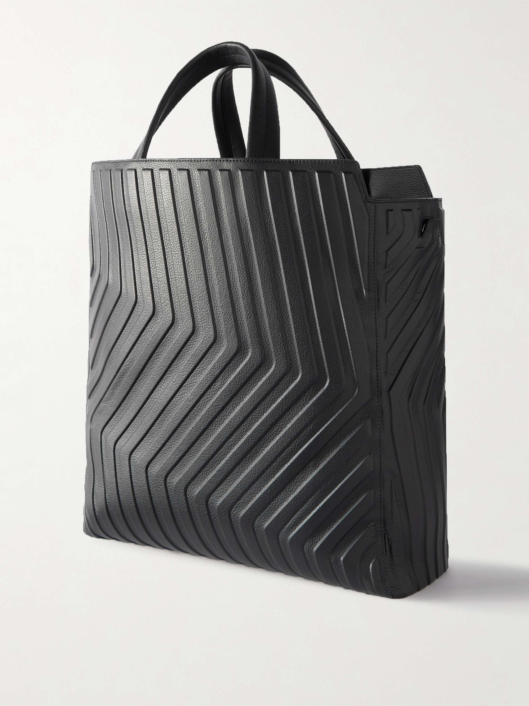 BALENCIAGA Car Medium North-South Embossed Full-Grain Leather Tote Bag