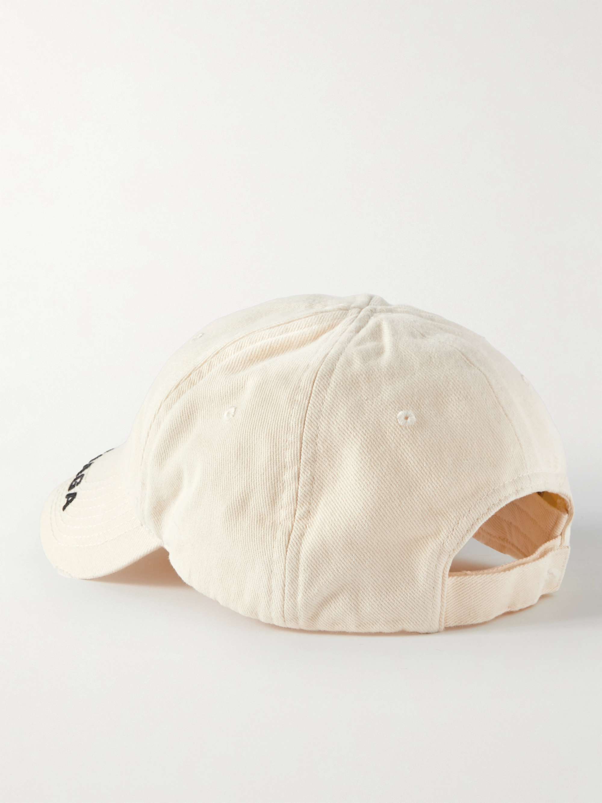 BALENCIAGA Logo-Embroidered Distressed Cotton-Twill Baseball Cap